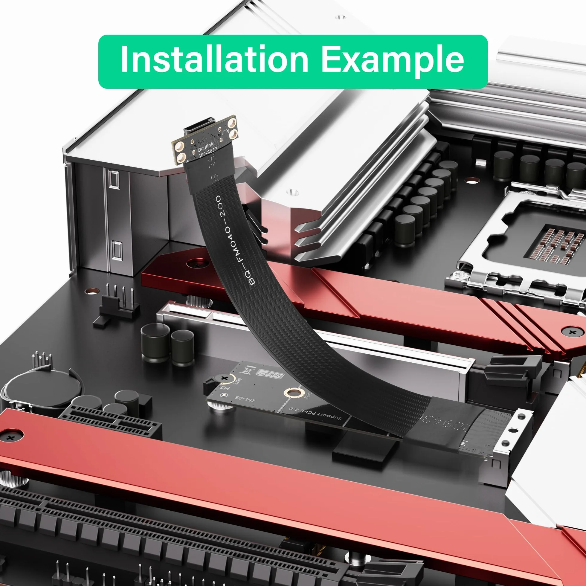 SinLoon Cavo host M.2 M-Key PCI-E4.0 2280 NGFF a Oculink SFF-8612, 20 cm, supporto per SSD esterno Oculink, eGPU
