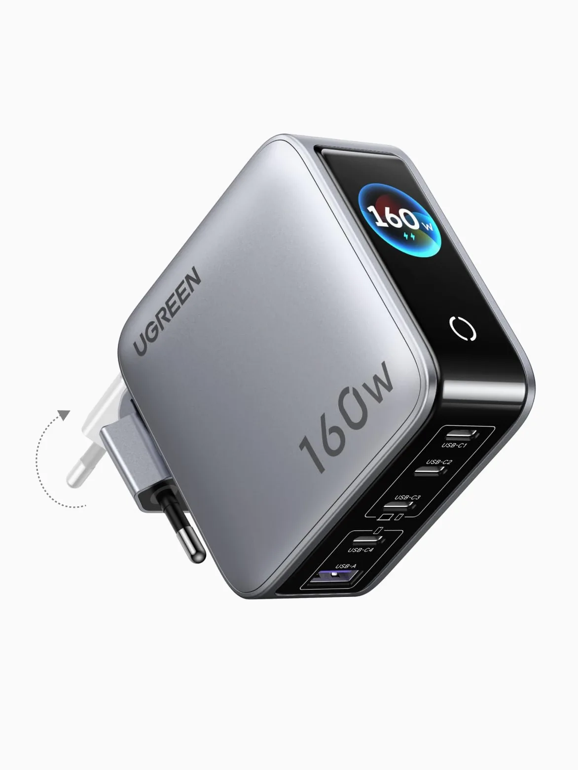 UGREEN Nexode Pro 160W Caricatore USB C Ricarica Rapido Schermo TFT PD 3.1 GaN II Alimentatore Multiplo Compatibile con iPhone 17 Pro Max Air 16 Galaxy S26 25 24 Ultra Pixel iPad MacBook M5 M4