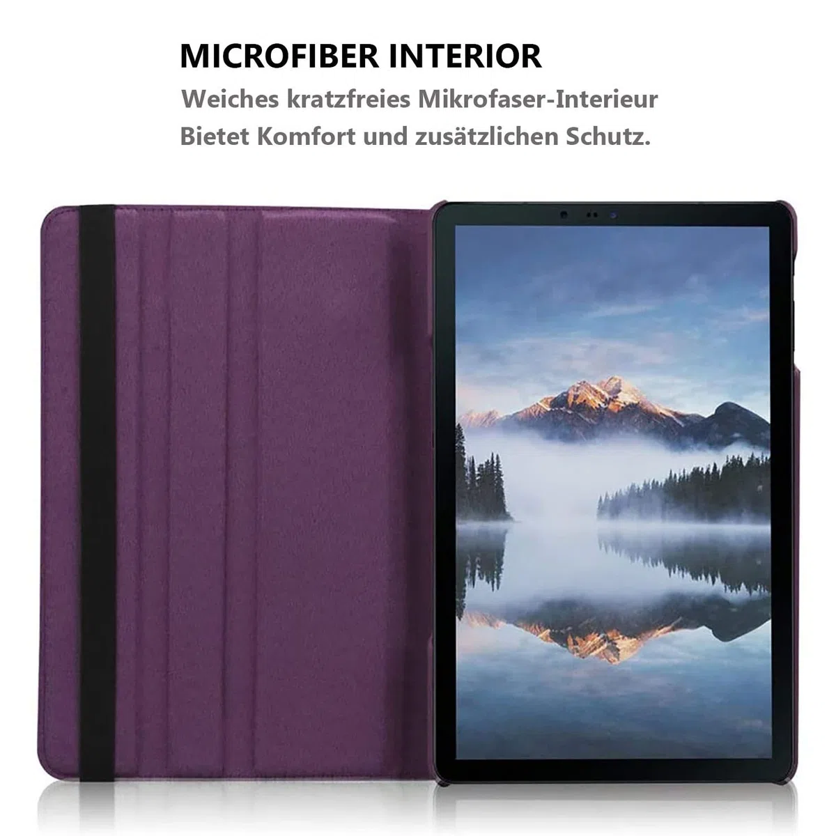 Custodia per Samsung Galaxy Tab A A2 10.5 pollici 2018 (SM-T590 T595 T597) - Rotazione di 360 gradi Custodia protettiva completa per supporto,Con Penna Stilo, Pellicola Per Schermo (Purple)