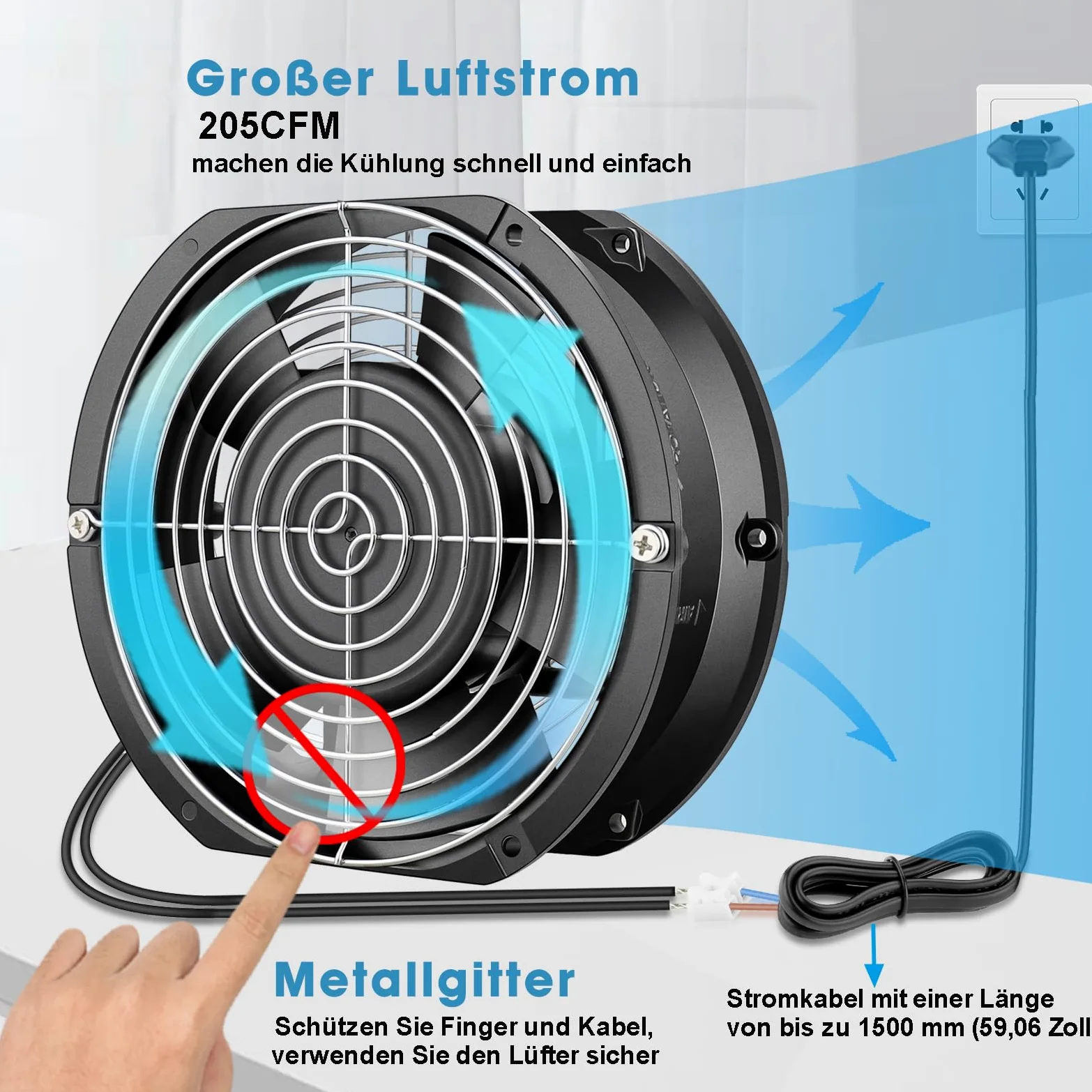 GDSTIME Ventola assiale da 230 V, 172 mm x 150 mm x 51 mm, 220 V AC, doppio cuscinetto a sfera, grande flusso d'aria per PC, computer, laptop, raffreddamento