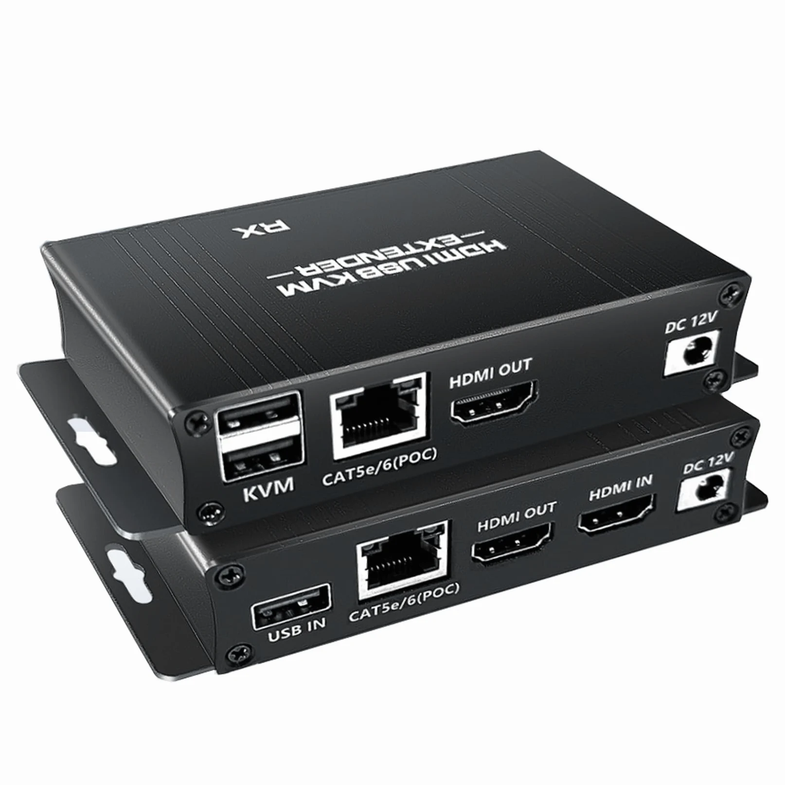 Kit di Estensore KVM HDMI USB 1080P, BolAAzuL Estensore HDMI KVM USB Balun 50M su Cavo di Rete RJ45 Cat5e/6 con Funzione Loop Out e POC, Trasmissione Senza Perdite a Distanza Flessibile