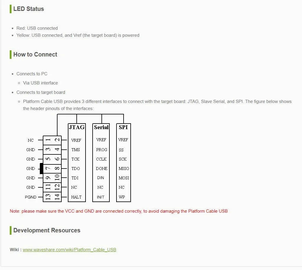 Waveshare XILINX JTAG Download Debugger Compatible XILINX Platform Cable USB FPGA CPLD in-Circuit Debugger Programmer