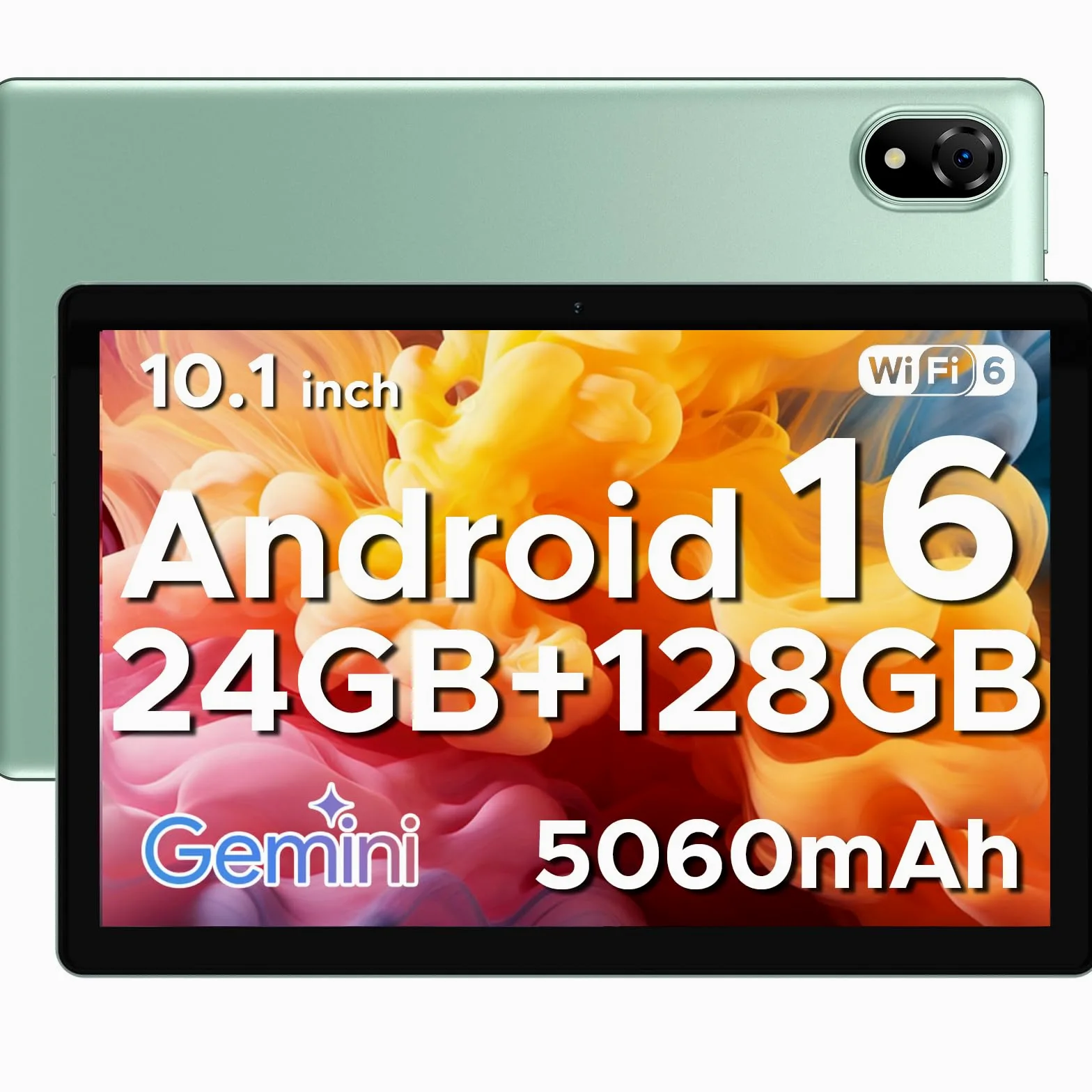 U10 2026 Neueste Android 16 Tablet 10 Pollici, 16GB RAM+128GB ROM (2TB TF) Gemini AI Tablet PC 5060mAh / Widevine L1/ 8MP+5MP Doppia Fotocamera/WiFi 6/ Type C/Jack per cuffie da 3,5 mm, Verde