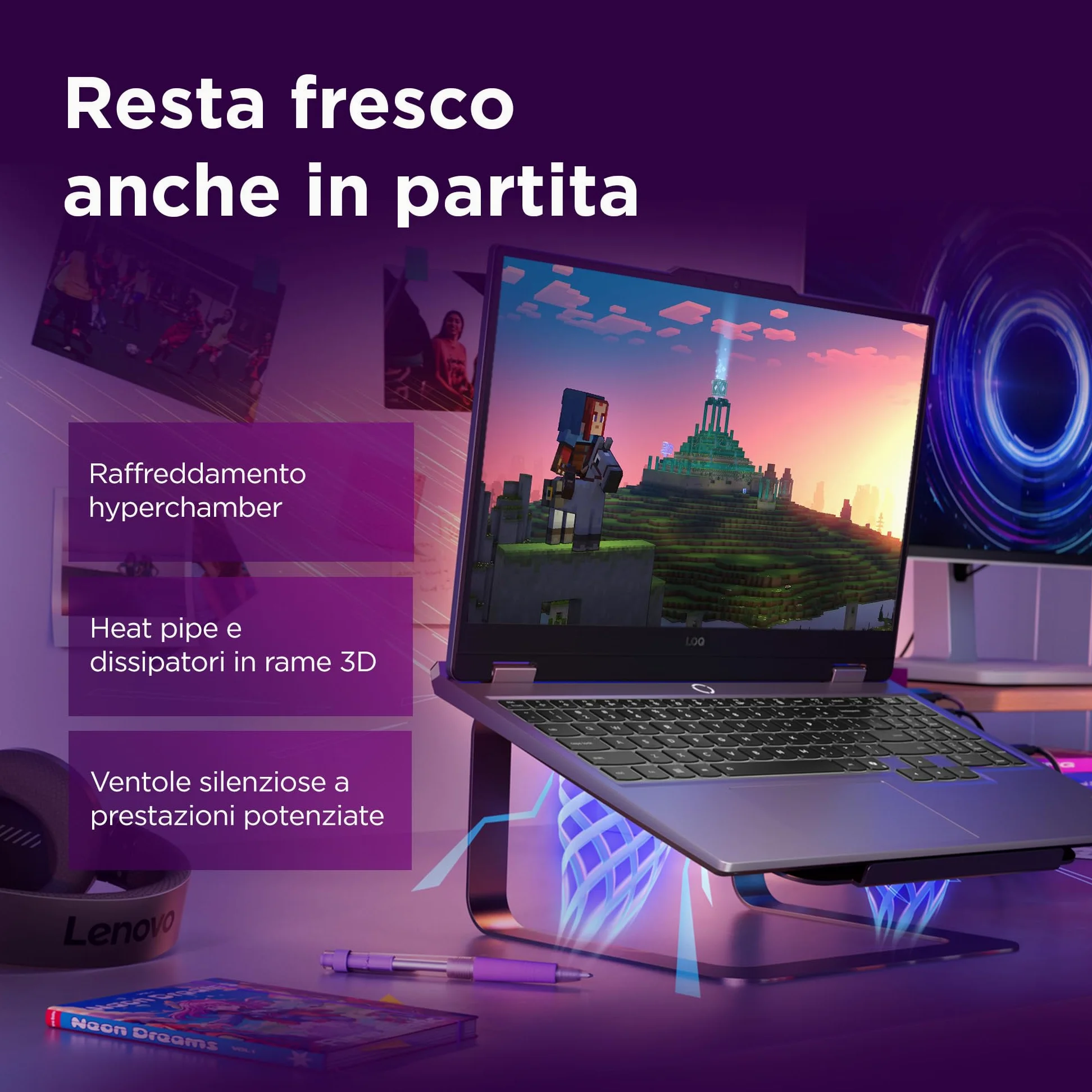 Lenovo LOQ 15" 144Hz Notebook Gaming, NVIDIA GeForce RTX 5070 8GB GDDR7, Intel Core i7-13650HX, RAM 32GB DDR5, 1TB SSD M.2 2242 PCIe 4.0, FHD, Windows 11, Tastiera retroilluminata