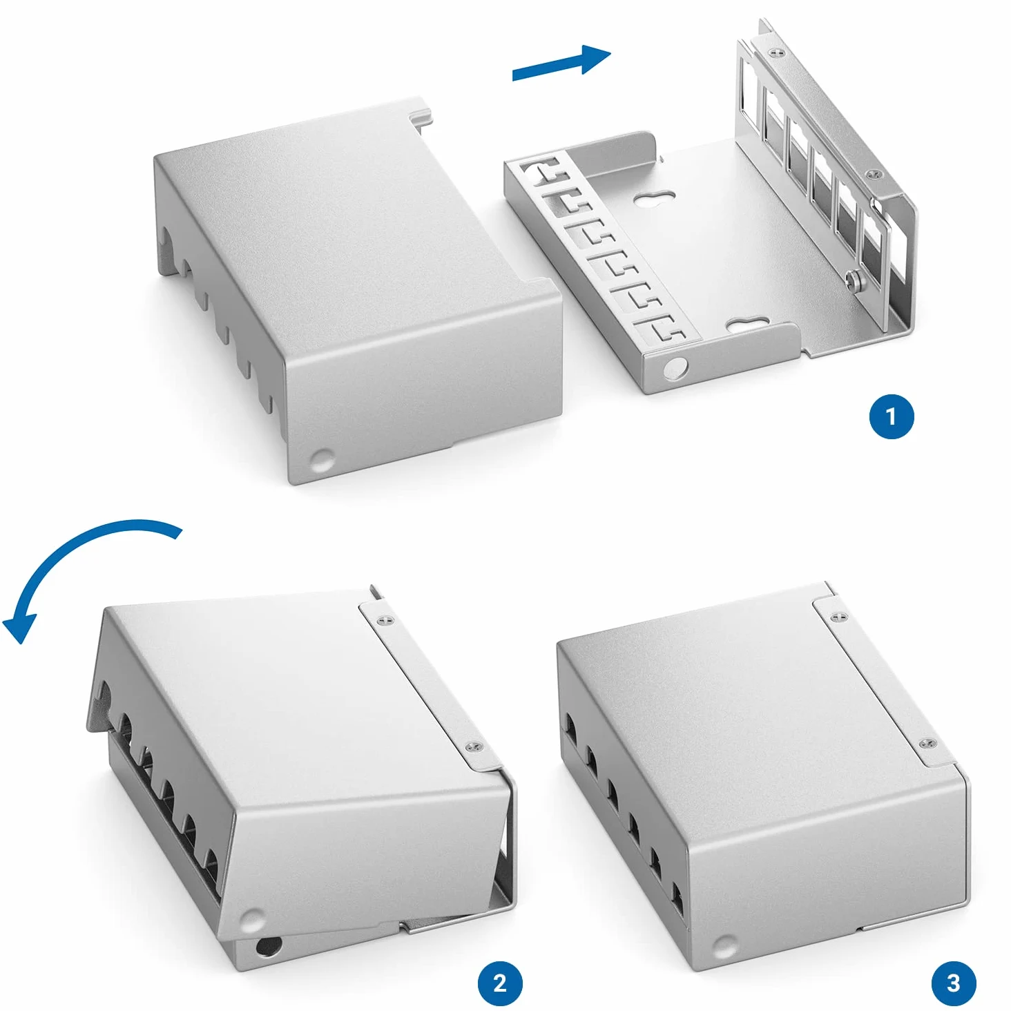 deleyCON Patch Panel 6 Porte Set Sezionatore 1RU + 6 Moduli Keystone Jack RJ45 STP CAT6a Compatibile con Cavo di Installazione CAT5 CAT6 CAT6a CAT7 Cavo di Rete Ethernet LAN DSL - Grigio