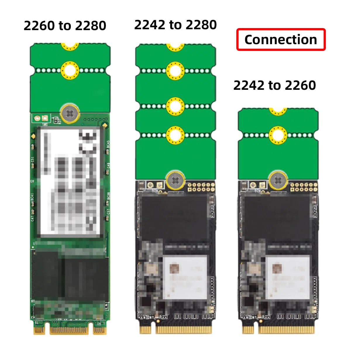 chenyang 2 Pack M.2 2230 a 2242 a 2260 a 2280 mm scheda di convertitore NVME NGFF SSD Adattatore esteso