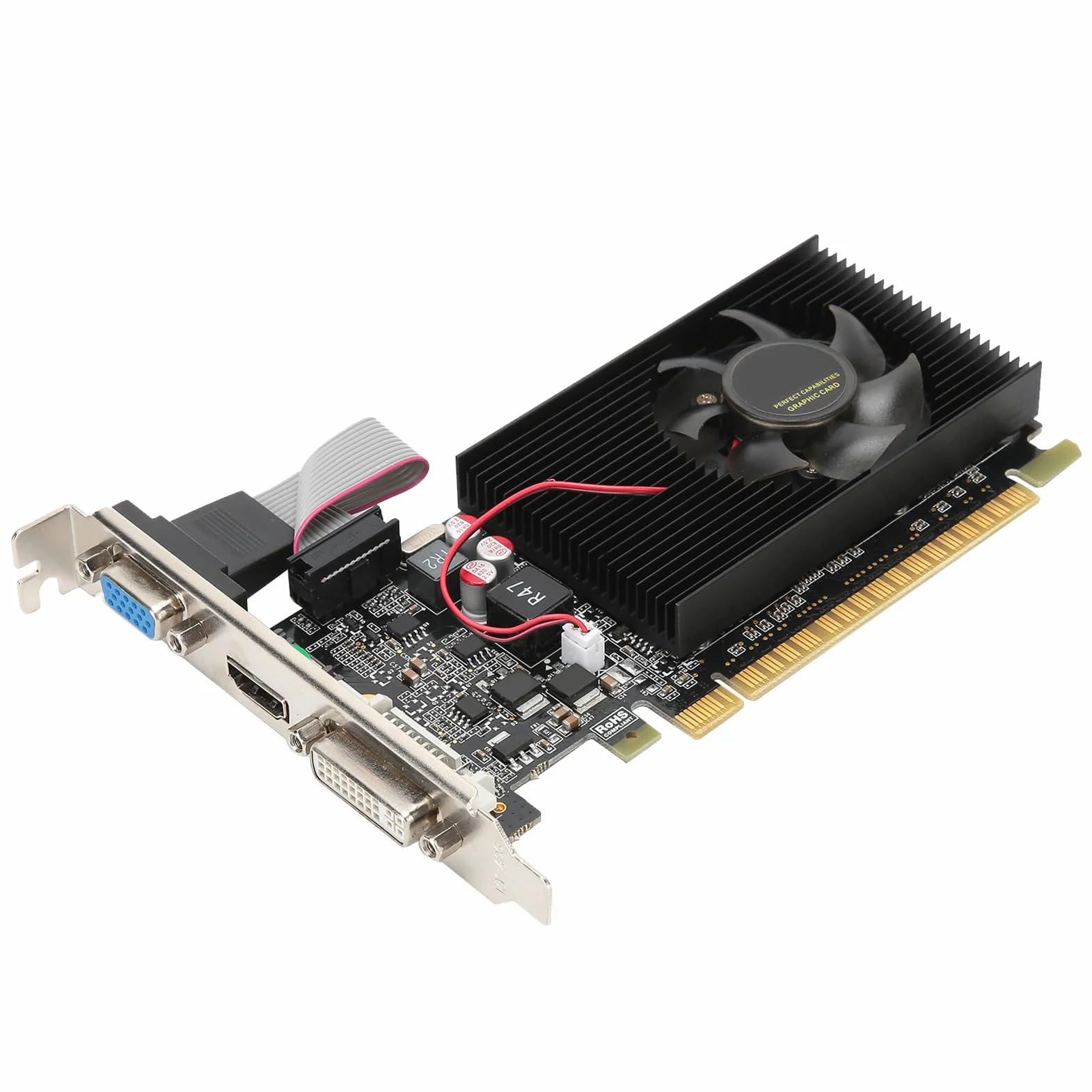 VBESTLIFE GT730 Scheda Grafica da Gioco DVI HDMI VGA a Ventola Singola da 2 GB, 64 Bit, DDR3, 810 MHz, PCI Express 2.0, Scheda Video a Basso Rumore per PC Desktop