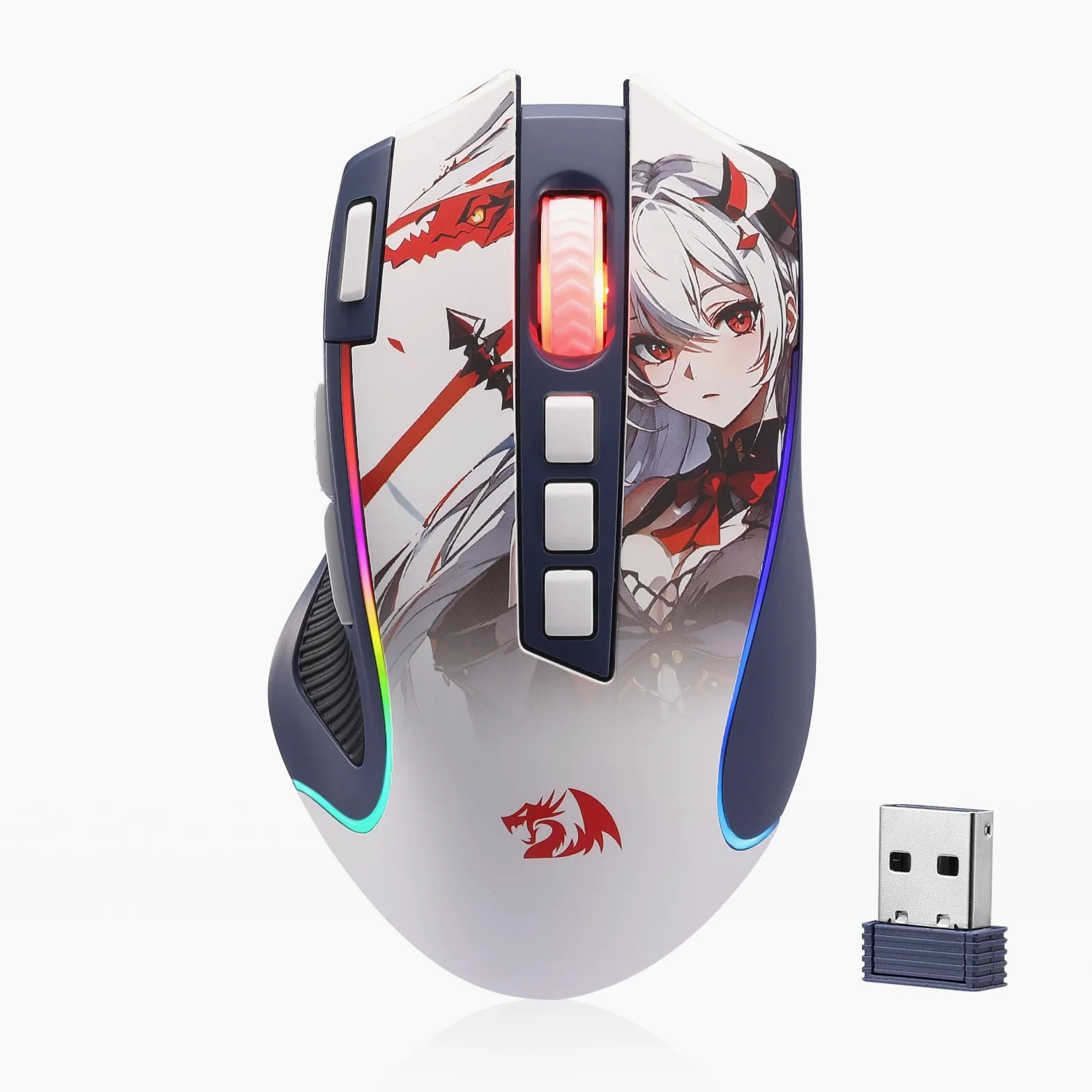 Redragon M612AK PRO Mouse Gaming 3 Modalità RGB | 8000 DPI 9 tasti programmabili 7 RGB BT+2.4G software macro tasto fuoco rapido