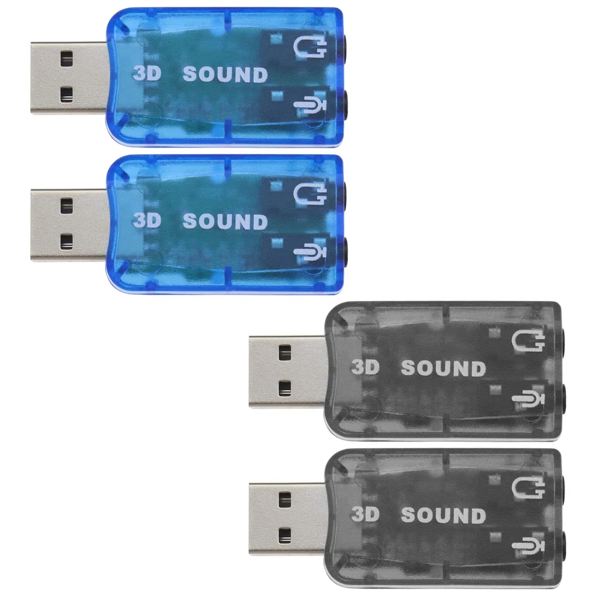 4 Pezzi Scheda Audio Stereo USB 5.1 Esterna con Porte Per Cuffie E Microfono Da 3,5 Mm Adattatore Audio Virtuale 3D A 5.1 Canali Compatibile con Windows 2 Nero E 2 Blu