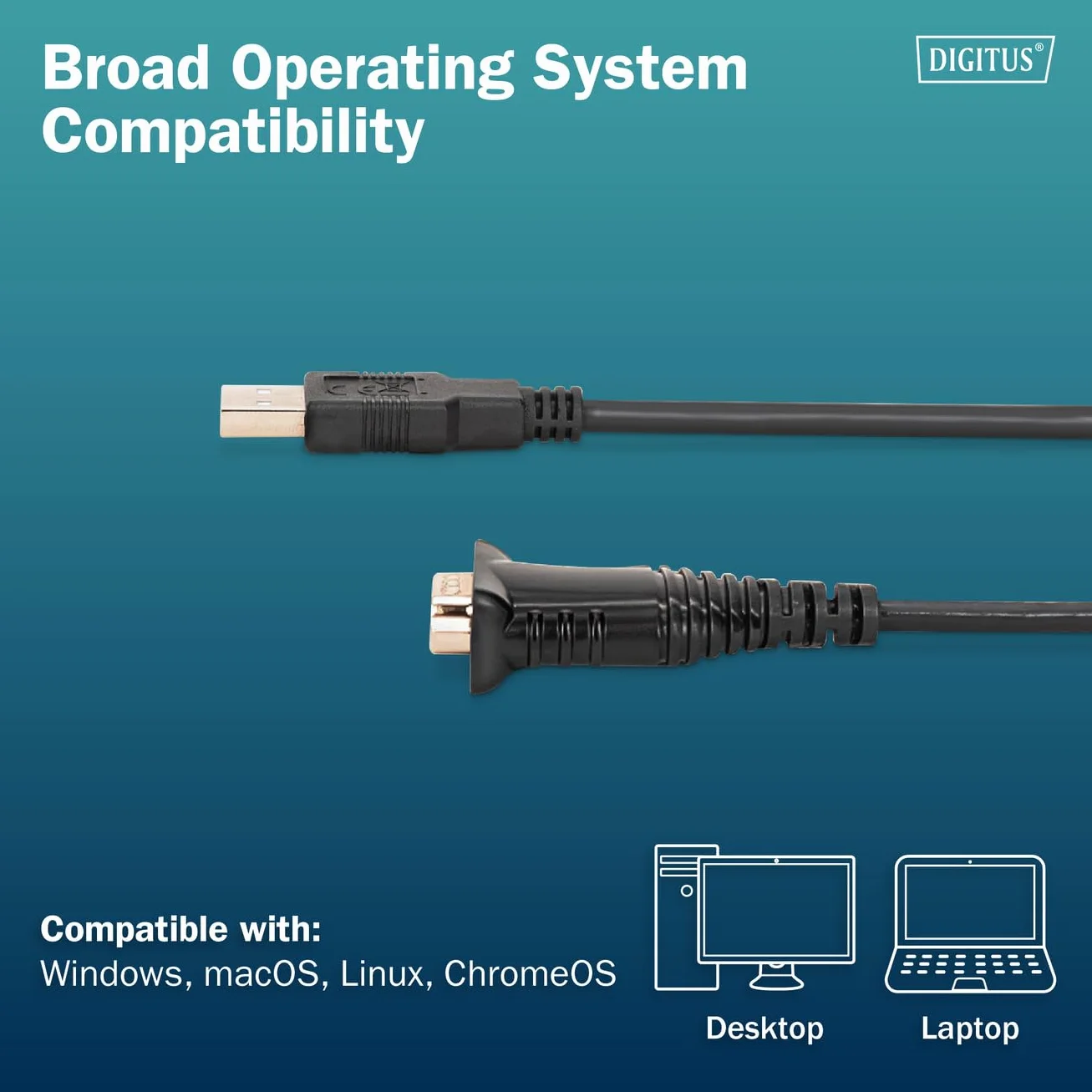 DIGITUS DA-70172 – Cavo Adattatore da USB 2.0 a RS232 – USB-A, connettore DB9 – Lunghezza 1,8 m – Chipset FTDI – velocità di Trasmissione Dati da 75 a 128.000 BPS – Ritenzione Porta Com – Nero