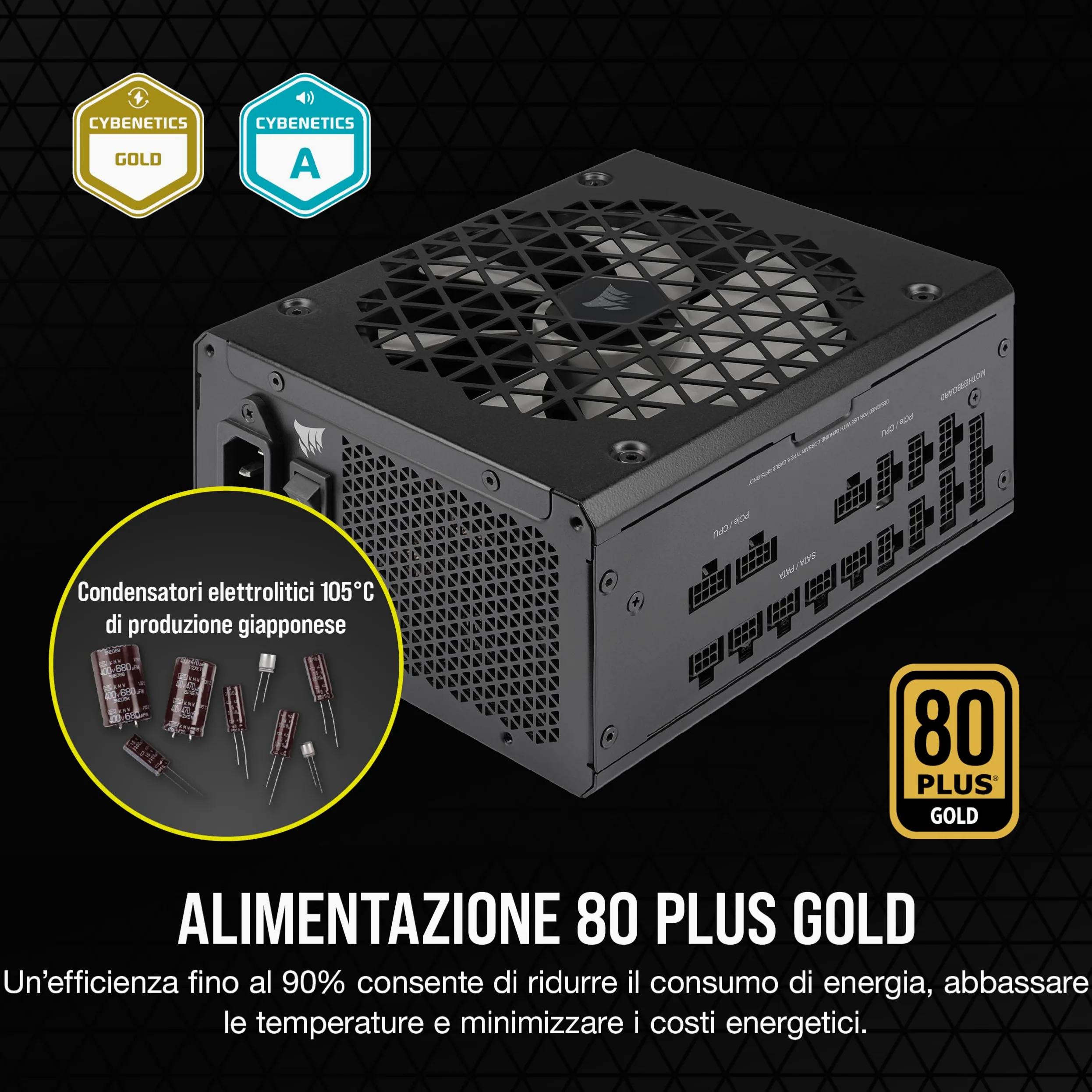 Corsair RM1000x SHIFT Alimentatore ATX Interamente Modulare - Interfaccia Laterale - Compatibilità con ATX 3.1 e PCIe 5.1 - Modalità della Ventola Zero RPM - Efficienza 80 PLUS