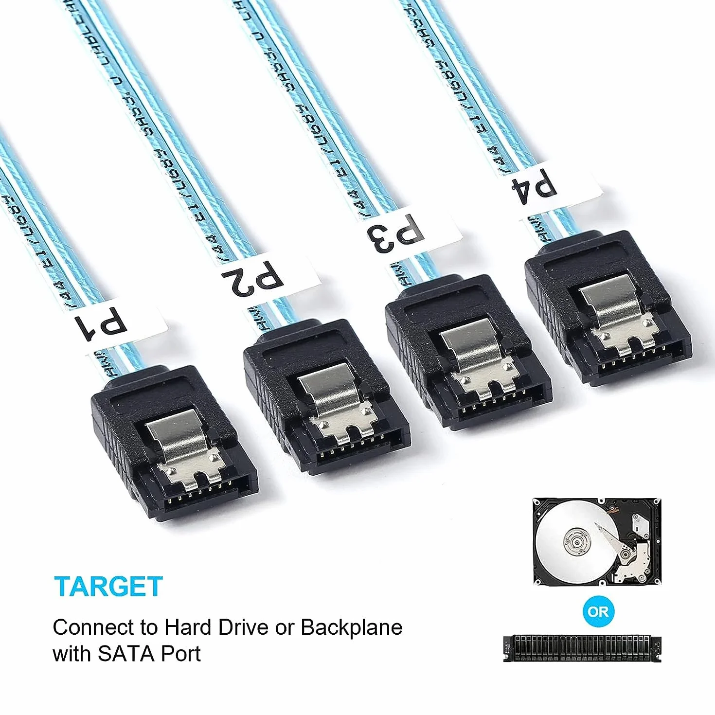 Mini SAS 26P SFF-8088 4 Cavi Splitter SATA 1m Cavo Dati per Dischi Rigidi