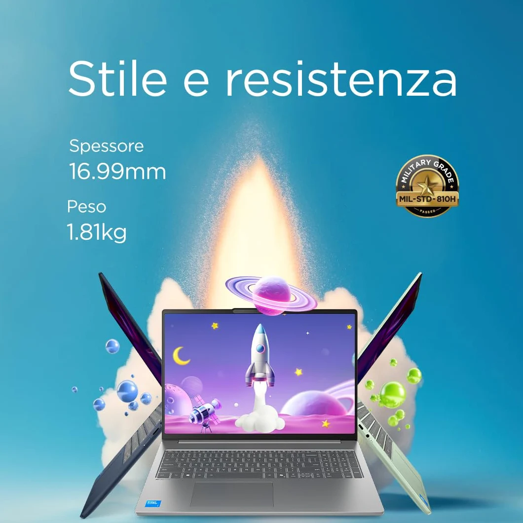 Lenovo IdeaPad Slim 5i Notebook 16" - Intel Core 7 240H, RAM 16GB, 1TB SSD, Grafica Intel Integrata, Display 16 pollici WUXGA (1920x1200) IPS, Windows 11 Home - Luna Grey