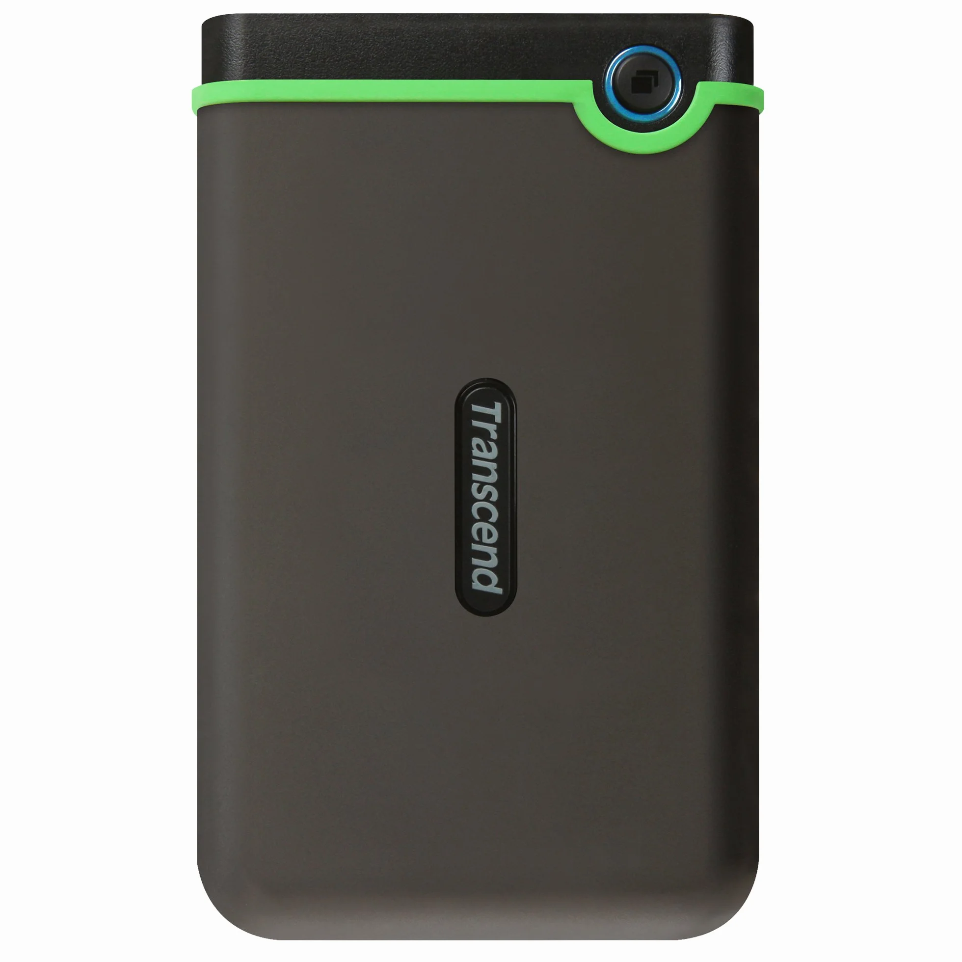Transcend StoreJet 25M3 da 2 TB USB 3.1, disco rigido portatile robusto, resistente agli urti, compatto e leggero con velocità elevate e pulsante di backup one-touch, grigio ferro - TS2TSJ25M3