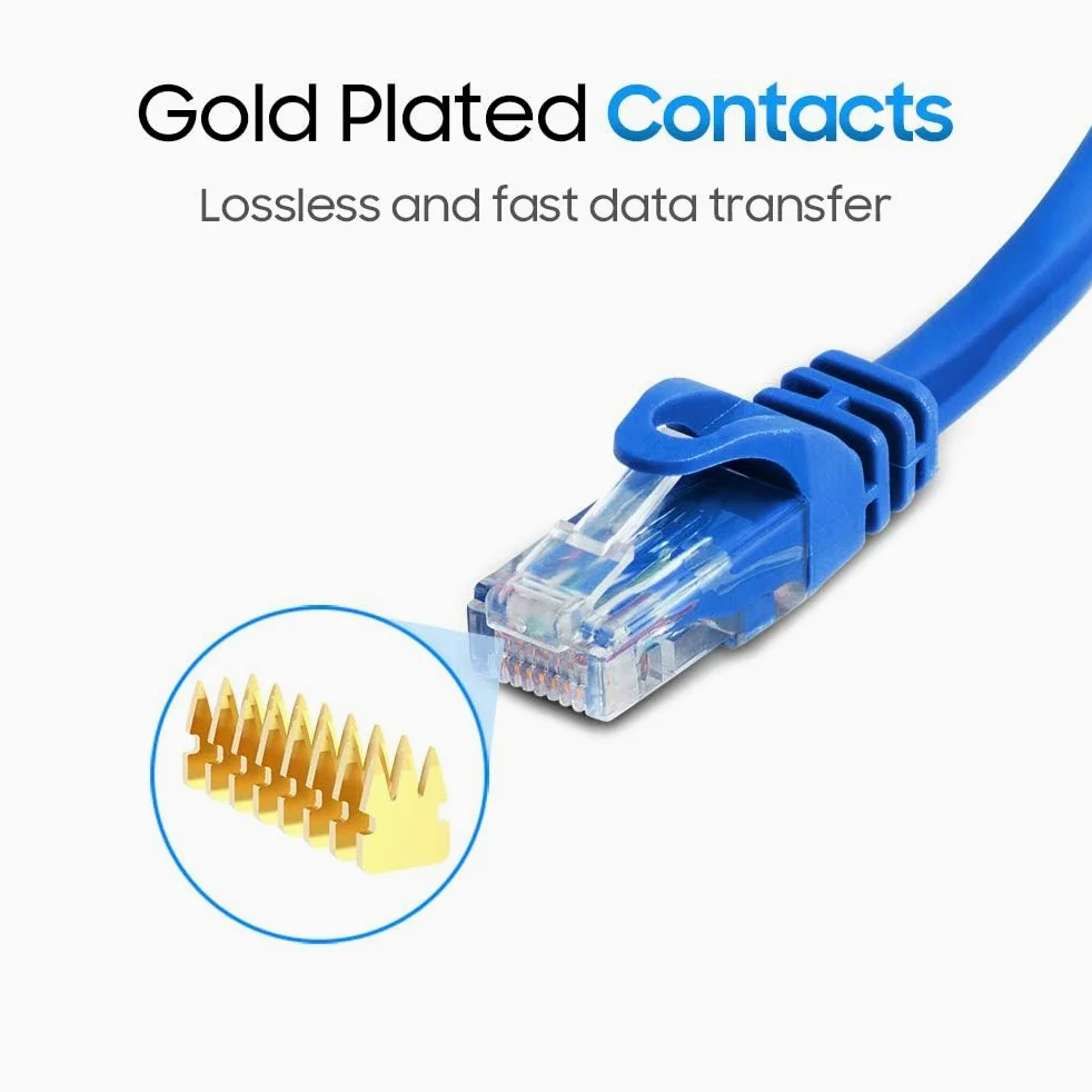 Cmple Cavo Ethernet Cat6, 10 Gbps, cavo di rete per computer con connettori RJ45 placcati oro, cavo LAN Ethernet Cat6 da 550 MHz, supporta standard Cat6, Cat5e, Cat5, 3 m, blu