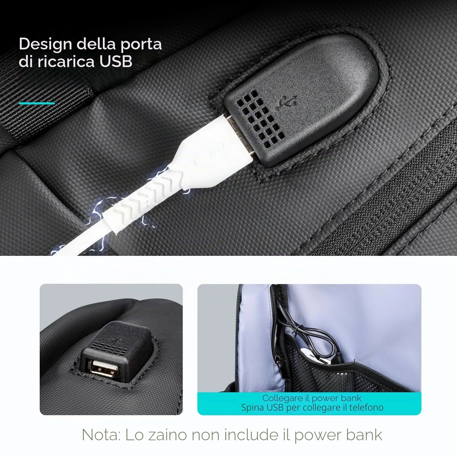 MARK RYDEN Zaino per Computer Portatile da 15.6 Pollici per Laptop PC Anti Borseggio Anti Graffio Zaino da Lavoro Impermeabile con Presa Ricarica USB per Viaggiare Scuola e Ufficio