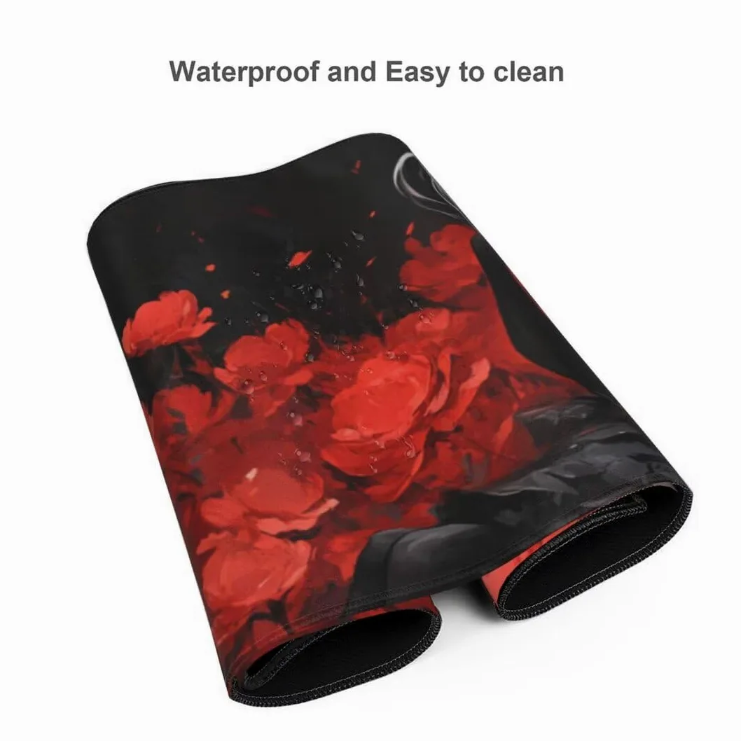 Tappetino Mouse XXL 1400x600x3mm Tappetino Mouse Fiore Ragazza Impermeabile Tappetino Gaming Mouse Pad XXL Tappetino Scrivania, Base Antiscivolo Migliora Precisione e Velocità per Desktop/Ufficio