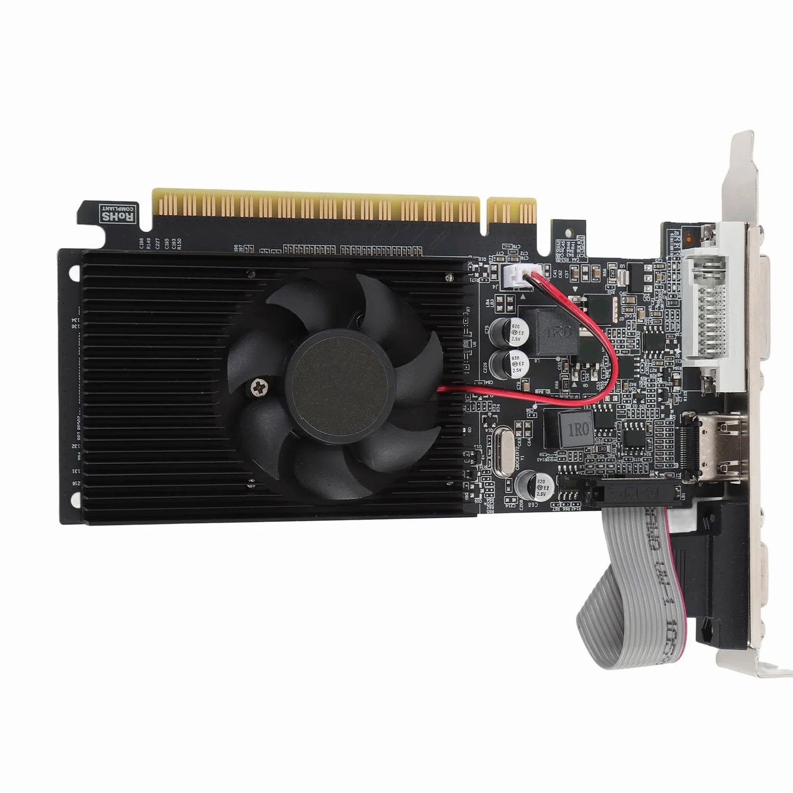 Scheda Grafica da Gioco DDR3 da 2 GB, Scheda Video PCI Express 2.0 X16 con Porta VGA DVI, GPU per Computer Desktop a Basso Profilo per PC da Gioco