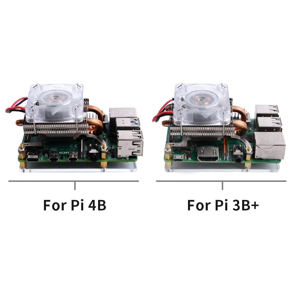 GeeekPi Raspberry Pi Low-Profile CPU Cooler, Raspberry Pi Orizzontale Ice Tower Cooler, Ventola RGB con Raspberry Pi dissipatore per Raspberry Pi 4 Modello B e Raspberry Pi 3B +/3B (Argento)