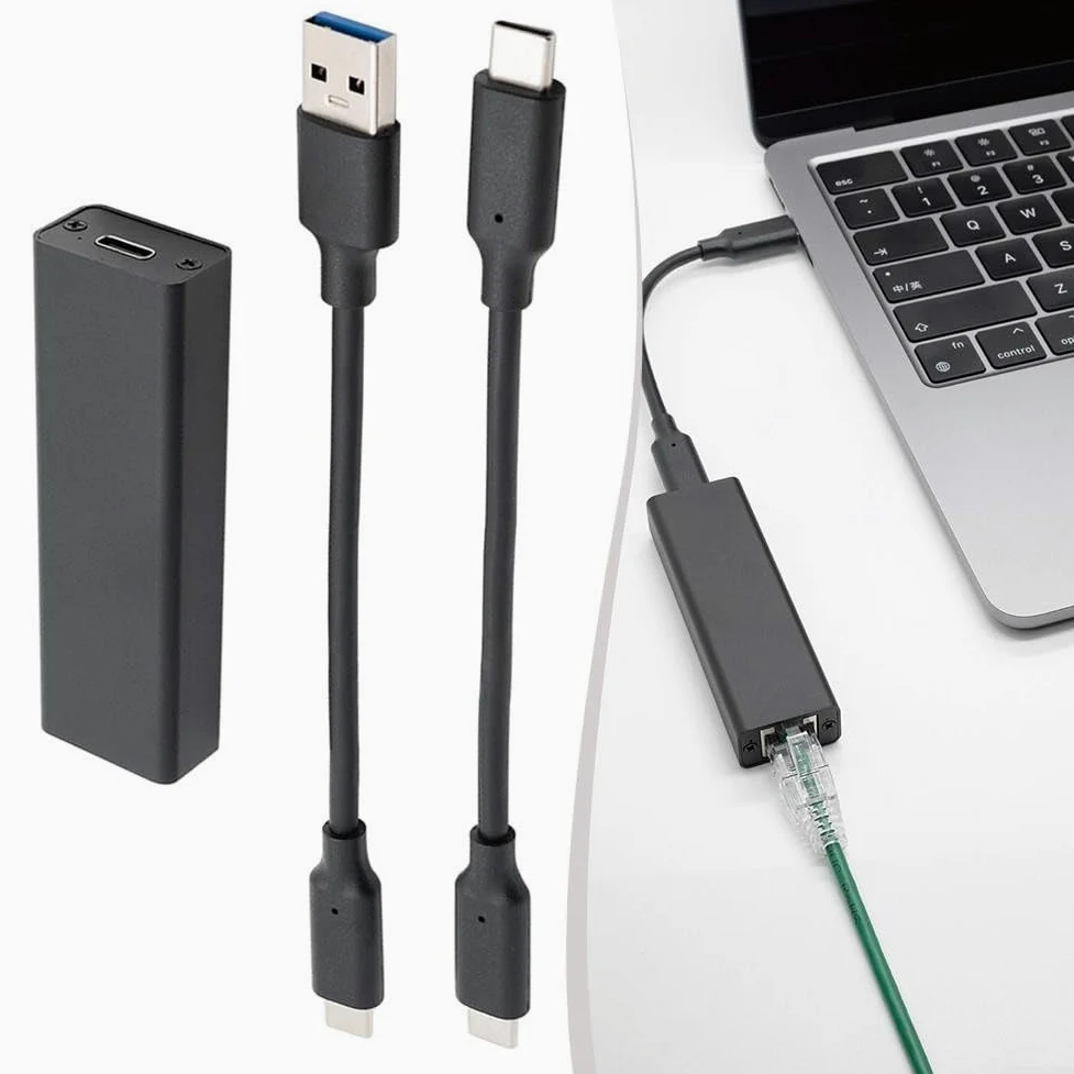 Adattatore da USB 3.2 a 5GbE con chip Realtek RTL8157, convertitore Ethernet da 5 Gbps per laptop, dongle LAN cablato portatile per viaggi, scheda di rete USB C a RJ45 con cavo in alluminio