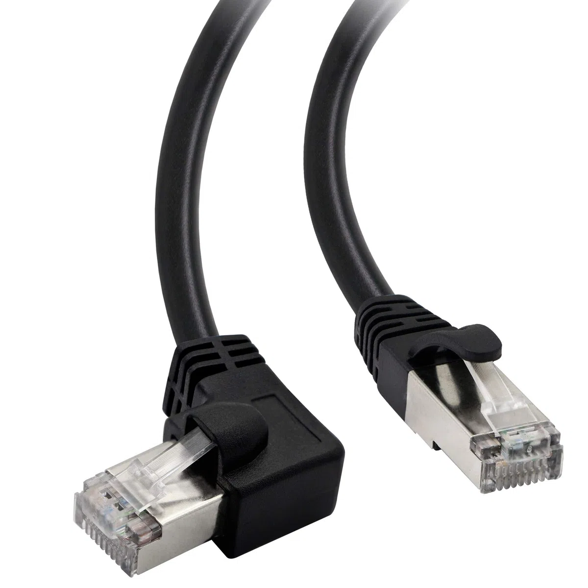 Cavo Ethernet Cat5, RJ45 maschio a maschio 90 gradi di rete Internet LAN cavo patch per PC, router, modem, stampante, Xbox, PS4, 46 cm (angolo verso destra)