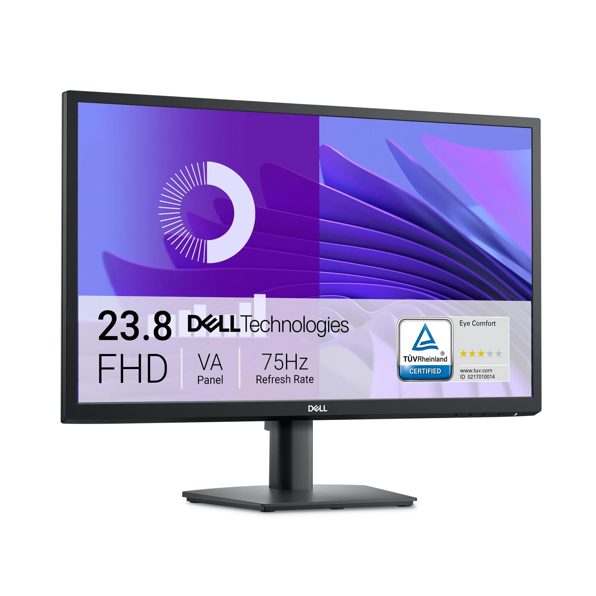 Dell E2425H 24" Full HD (1920x1080) Monitor, 75Hz, VA, 5ms, VESA (100x100mm), DisplayPort, VGA, 3 Anni di Garanzia, Nero