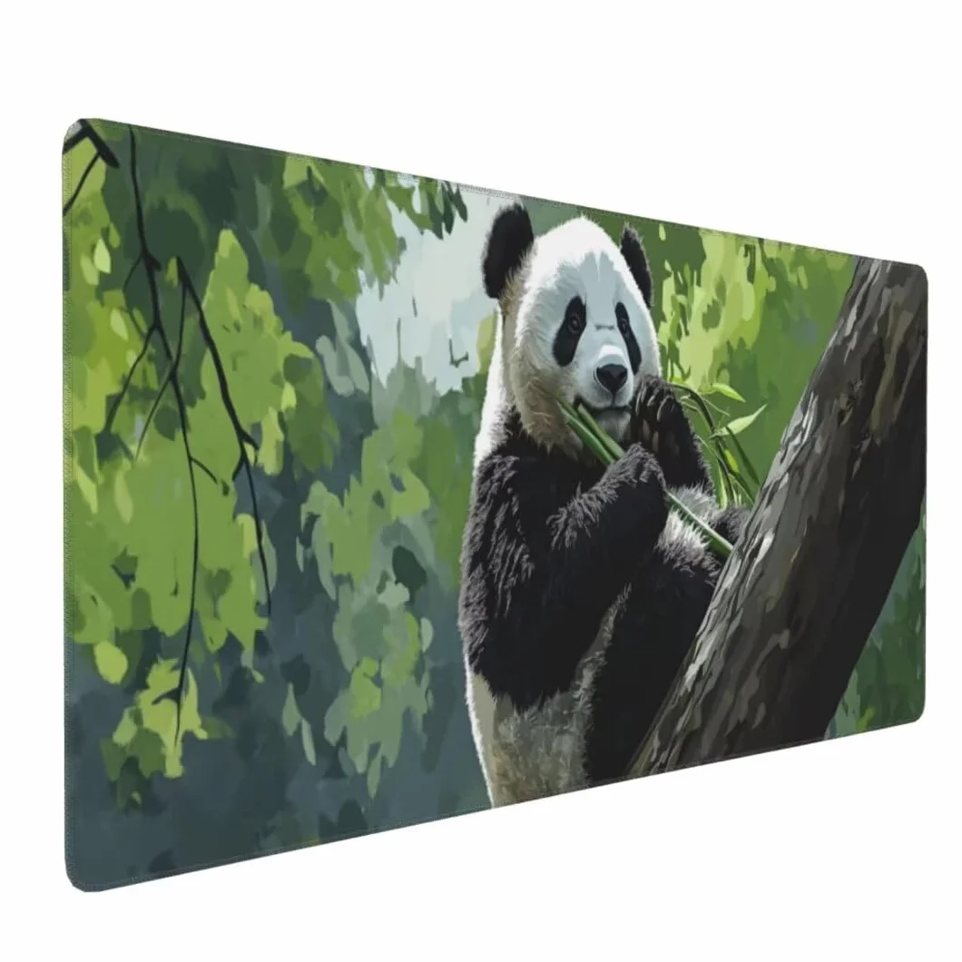 Tappetino Mouse XXL 1400x600x3mm Tappetino Mouse Foresta Panda Gigante Impermeabile Tappetino Mouse Pad XXL Tappetino Scrivania, Base Antiscivolo Migliora Precisione e Velocità per Desktop/Ufficio