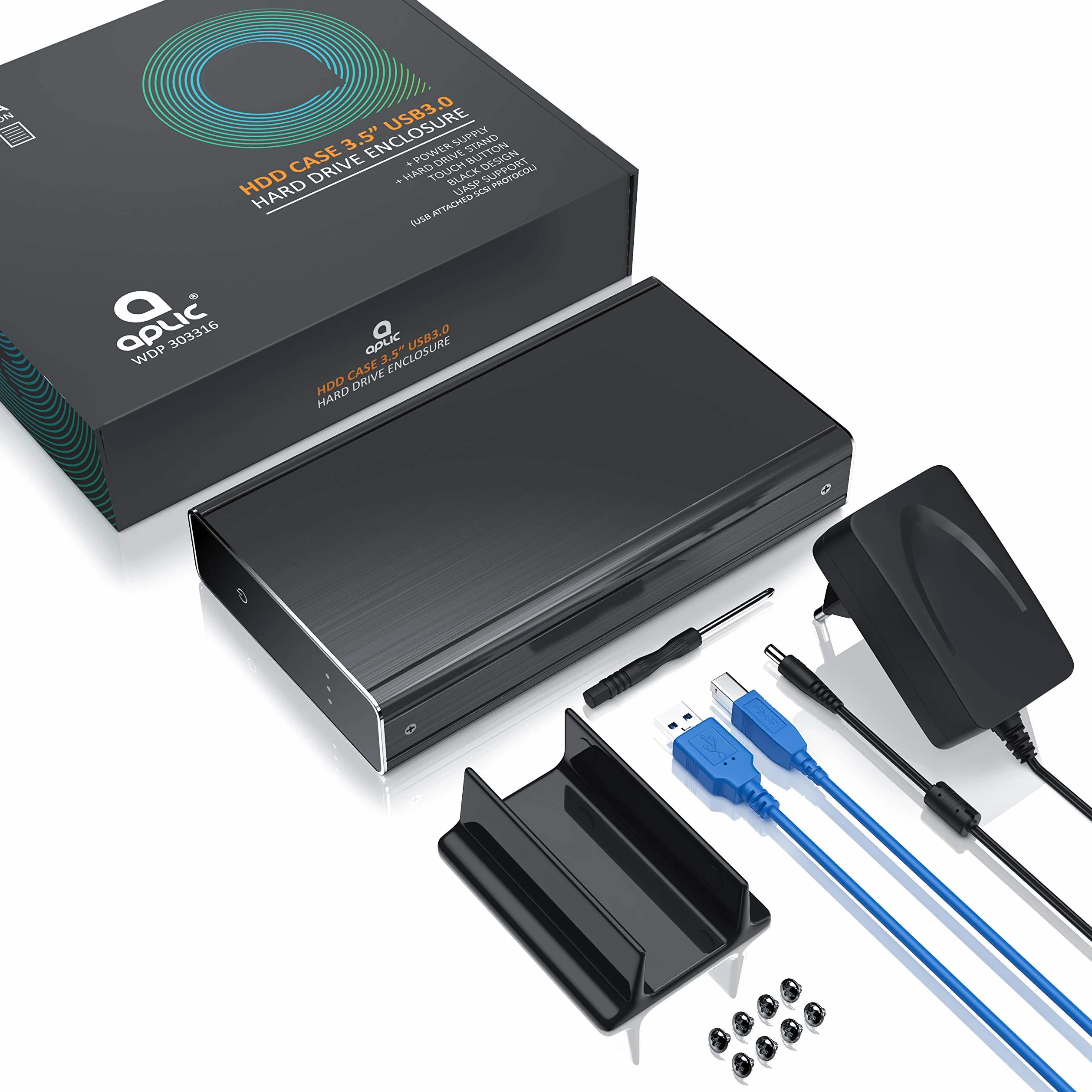 CSL - Case per Hard Disk 3.5 Pollici Esterno USB 3.0 - Custodia in Alluminio- per SSD e HDD - SATA - UASP - Super Speed 5 Gbit s - Plug e Play - Hot-Plug - con Alimentatore Incluso - Nero - Offerta