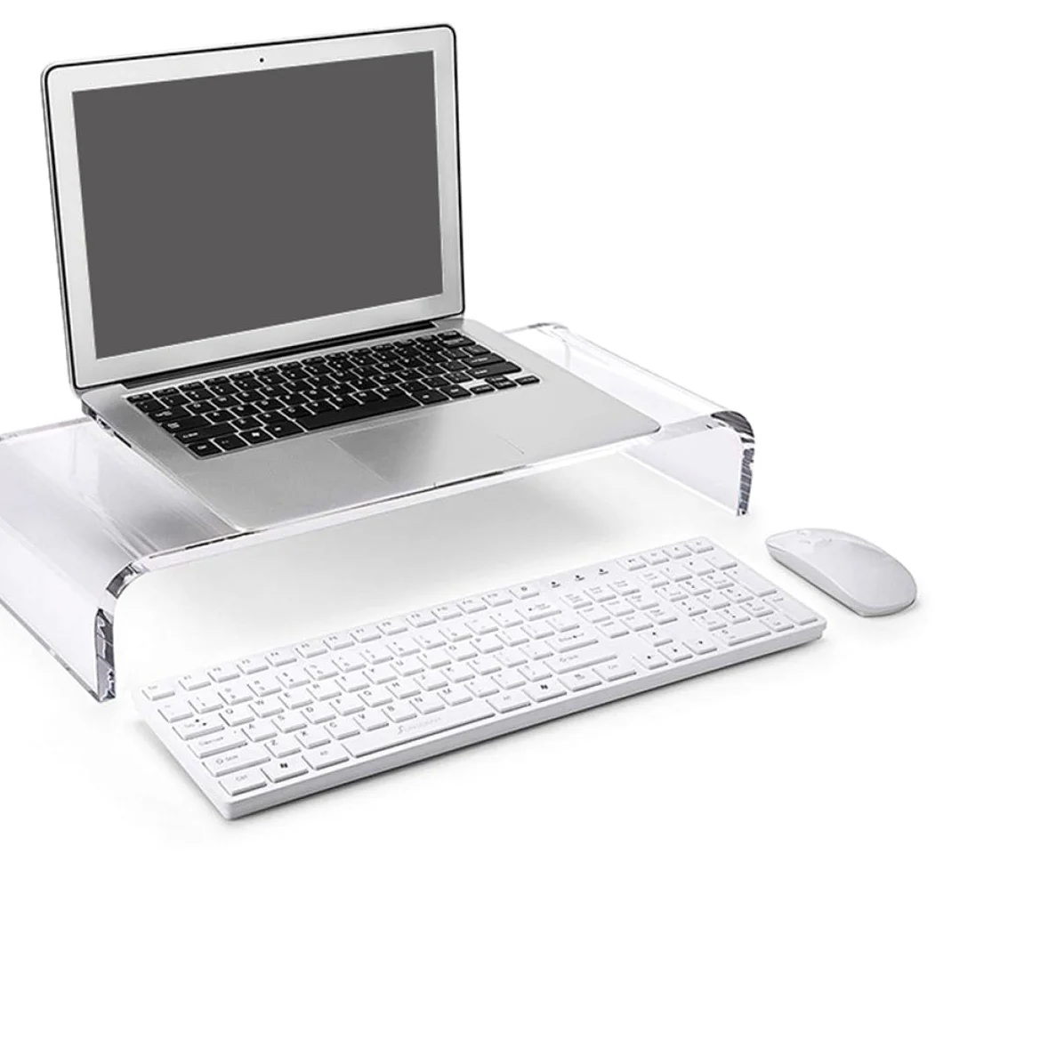BESPORTBLE Supporto Rialzato per Computer e Tastiera in Plastica Trasparente Protezione Anti-Affaticamento per Postazioni di Lavoro