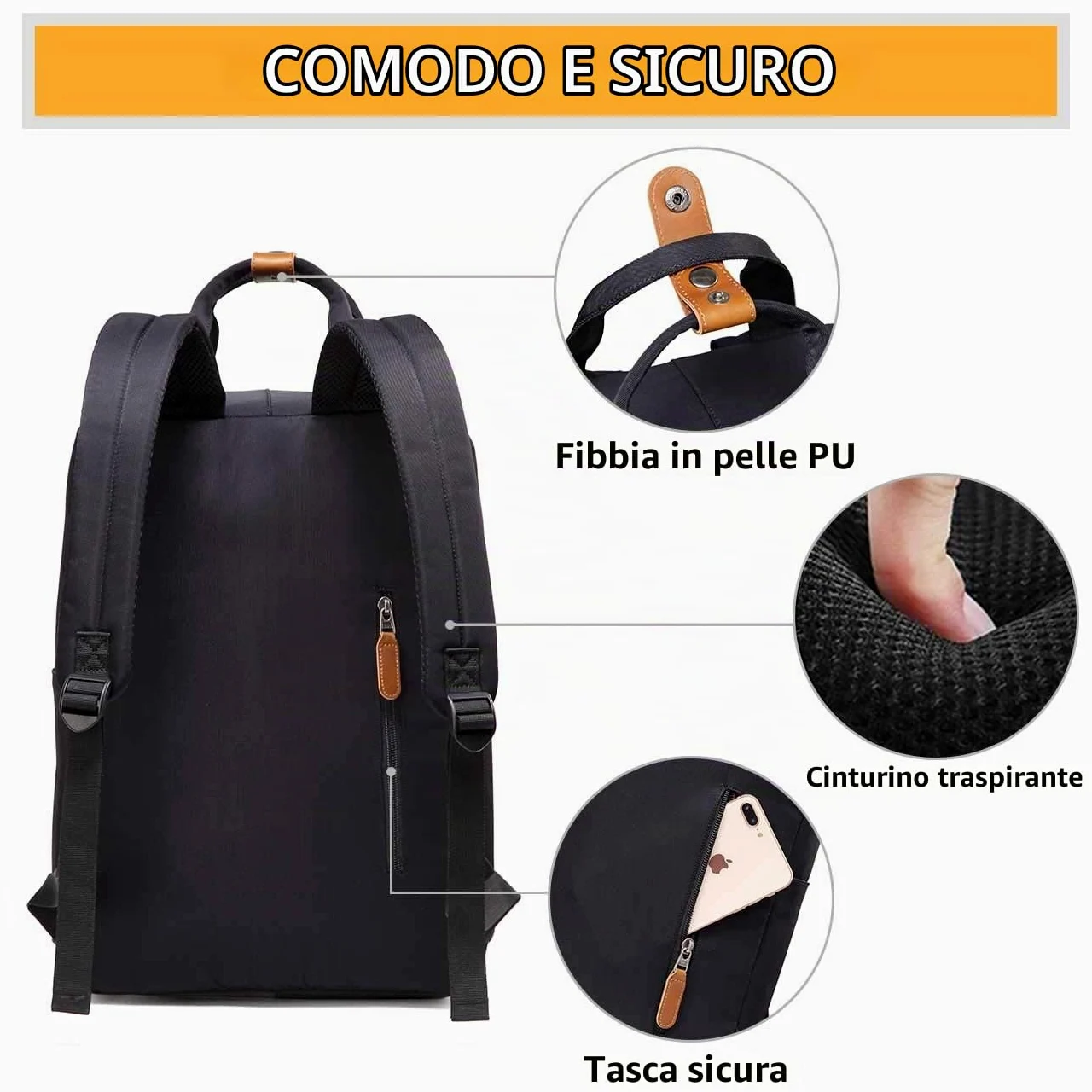 VASCHY Zaino porta PC, Zaino Donna Zaino PC 15.6 Pollici Zaino Scuola Zaino Lavoro Donna Zaino Uomo Vintage Zaino da Viaggio Antifurto Donna Zaino Università Trekking