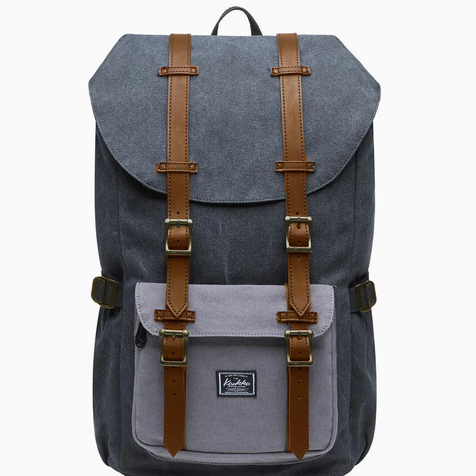 KAUKKO Zaino in nylon per Computer Portatile da 15", Casual retrò Viaggi Trekking Backpack