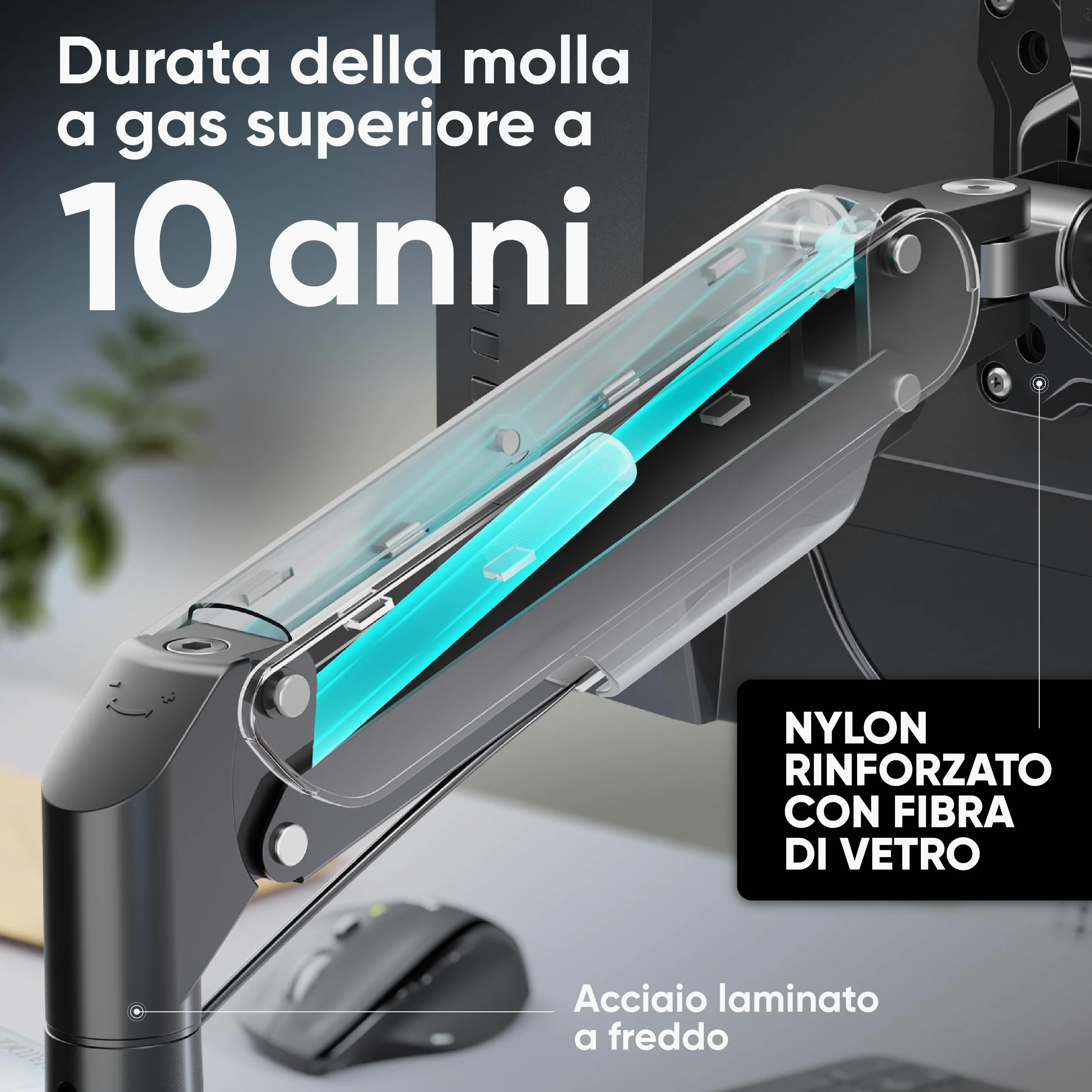 ONKRON Supporto Monitor Scrivania 13-32 pollici, 2-9 kg, Braccio Monitor VESA 75x75-100x100, Supporto Schermo PC Snodabile, Porta Schermo PC da Scrivania Regolabile in Altezza, Universale, Nero G50-B