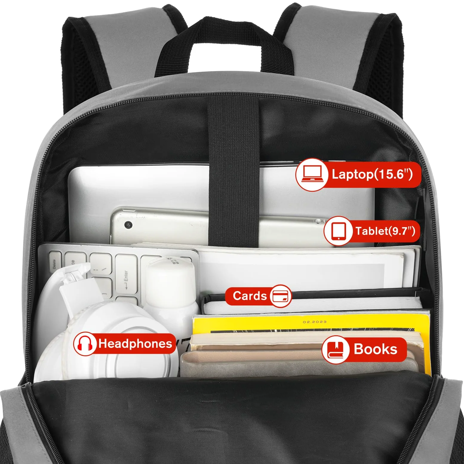 YAMTION Zaino per computer portatile, zaino con porta USB per lavoro universitario