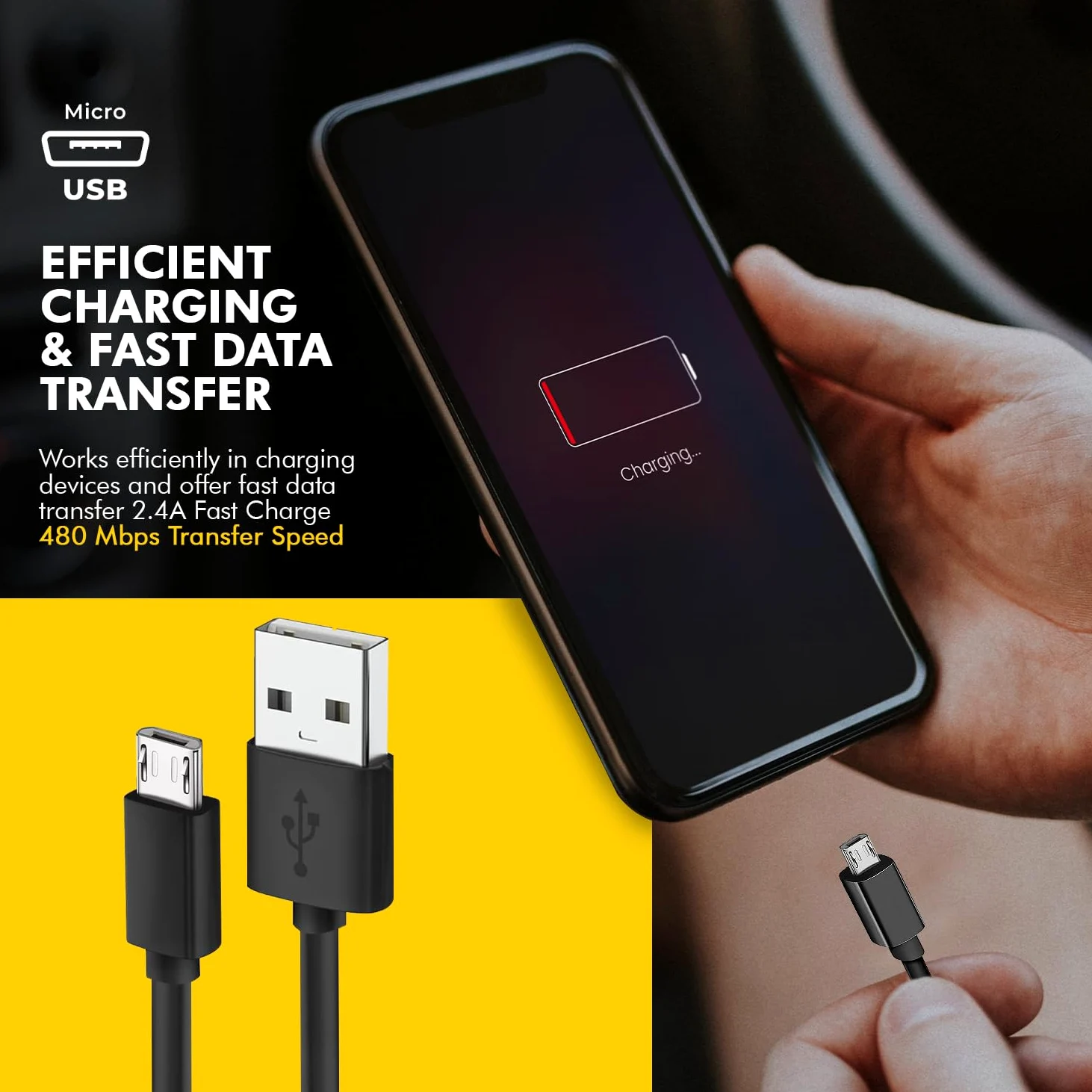 Cavo micro USB da 4,6 m, cavo di ricarica e trasferimento dati Android, compatibile con Kindle Fire HD, 6 7 8 10 (1-8a generazione), tablet Kindle Paperwhite, altoparlanti Bluetooth, cuffie (4,6 m)