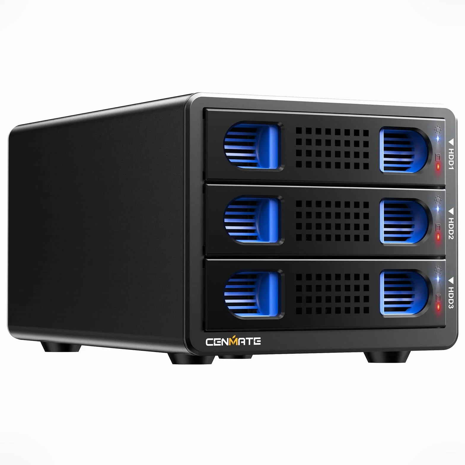 Alloggiamento Dischi Rigidi, Case 3 Bay Alluminio 10Gbps con Ventola per HDD/SSD SATA 2,5/3,5, Cavo USB A/C 3.2 con Sostituzione a Caldo, Alloggiamento HDD Senza Attrezzi, DAS (senza RAID/NAS)
