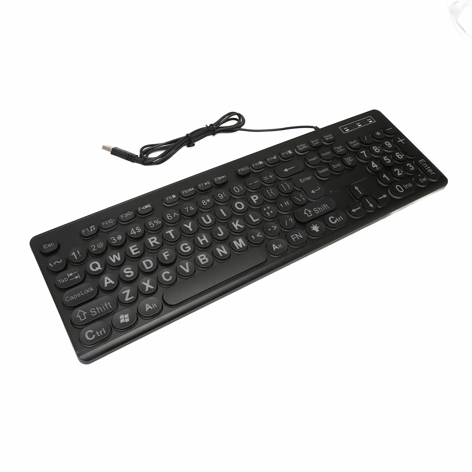 Fockety Tastiera retroilluminata a Stampa Grande, Tastiera USB cablata per Computer a 104 Tasti, Tasti a Lettere sovradimensionate Facili da Vedere e digitare per ipovedenti e Anziani