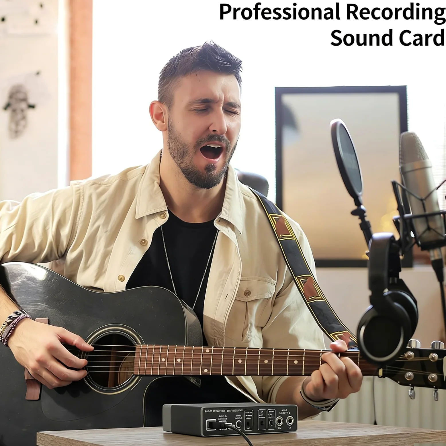 Scheda audio musicale USB di grado studio con frequenza di campionamento 24 bit 192 khz per musicisti ed emittenti che catturano una chiara connessione in streaming