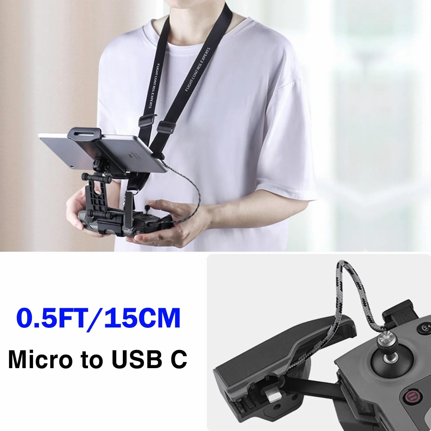 Cavo da micro a USB C per controller remoto per iPhone 17/16/15 Pro Max, DJI Mavic Mini/Mini SE/Mavic 2 Pro/Zoom/Mavic Air/Pro/Spark, cavo OTG da drone a tablet, accessori per cavo dati OTG connettore