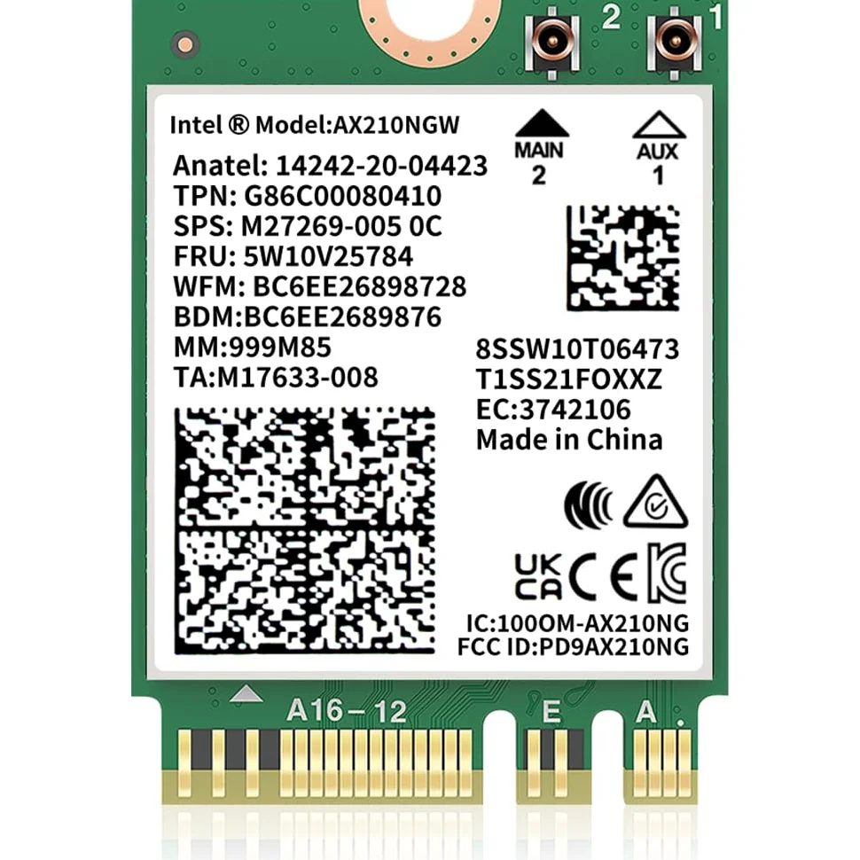 Scheda WiFi AX210 M.2 con Bluetooth 5.3, modulo di rete wireless WiFi 6E 2X2 MU-MIMO 5400Mbps, scheda WiFi per laptop MIMO Interfaccia 802.11AX NGFF con supporto Tri-Band Windows10/11 64 bit