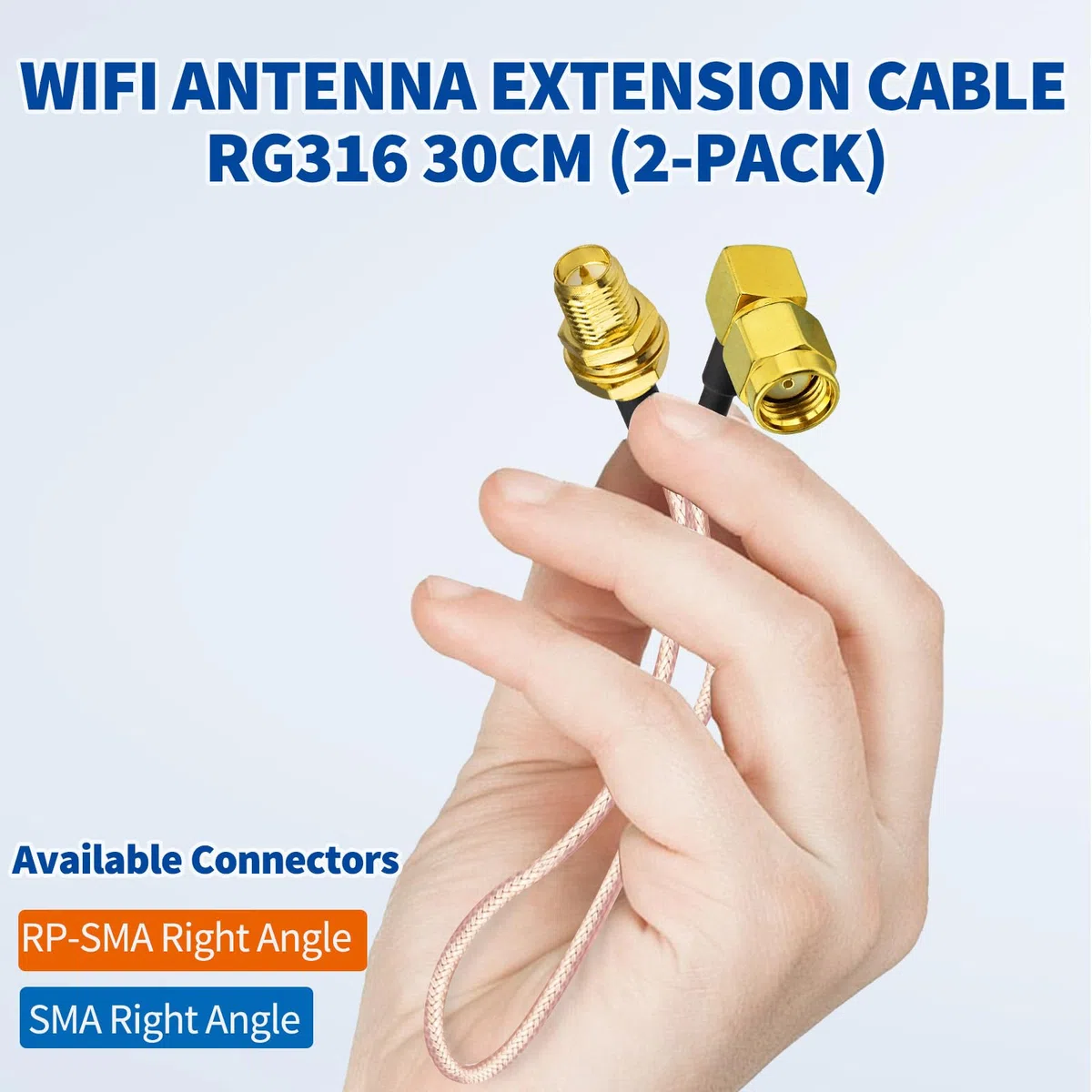 Bingfu Cavo RP-SMA Prolunga Antenna WiFi 30 cm (2 Pacchi) Adattatore da Maschio ad Angolo Retto a Femmina RG316 per Scheda di Rete Wireless Mini PCIE Router Telecamera IP Sicurezza
