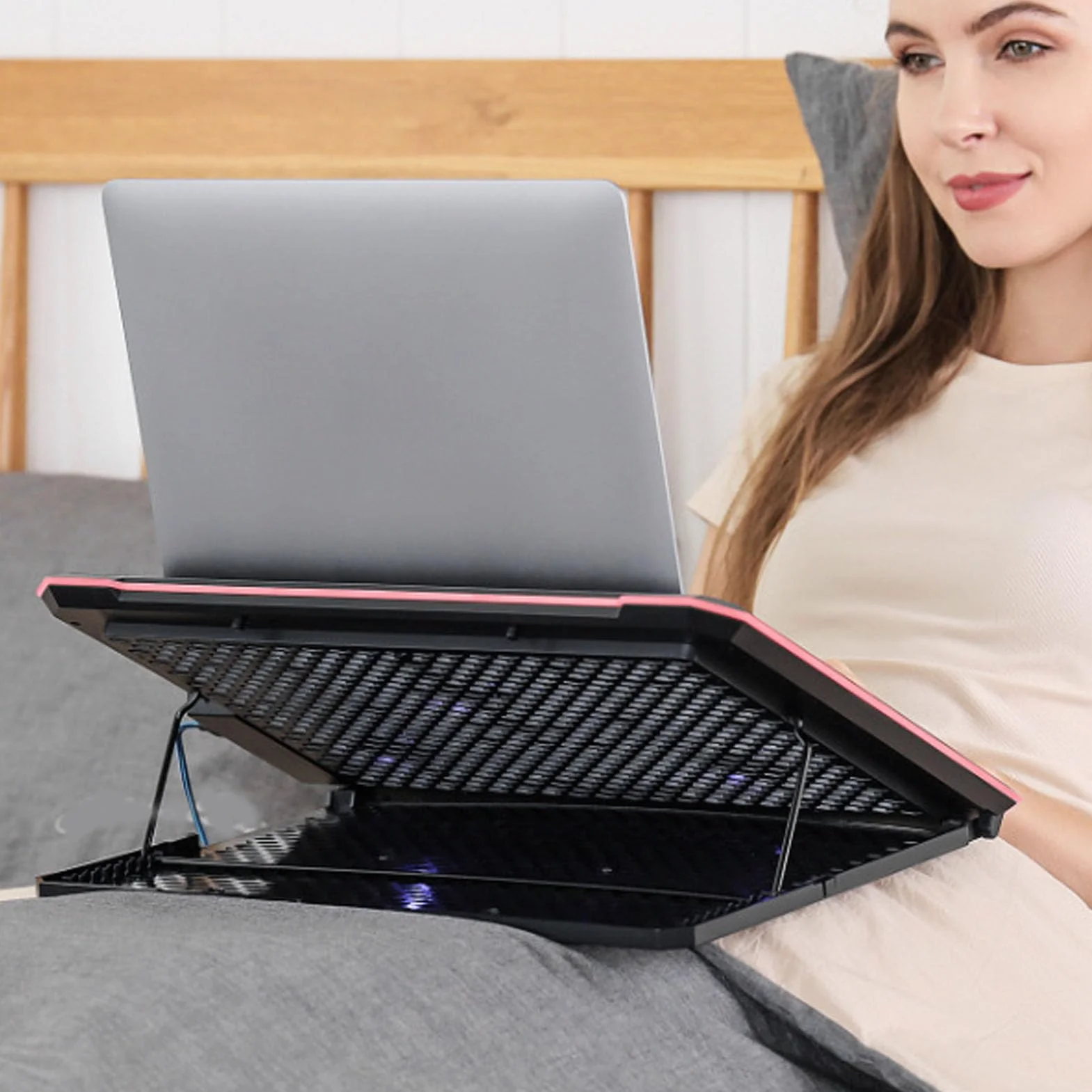 Jiawu Dispositivo di Raffreddamento per Laptop da Gioco con Luci RGB, velocità della Ventola Regolabile, Lega di Alluminio per Appassionati di Giochi (#2)