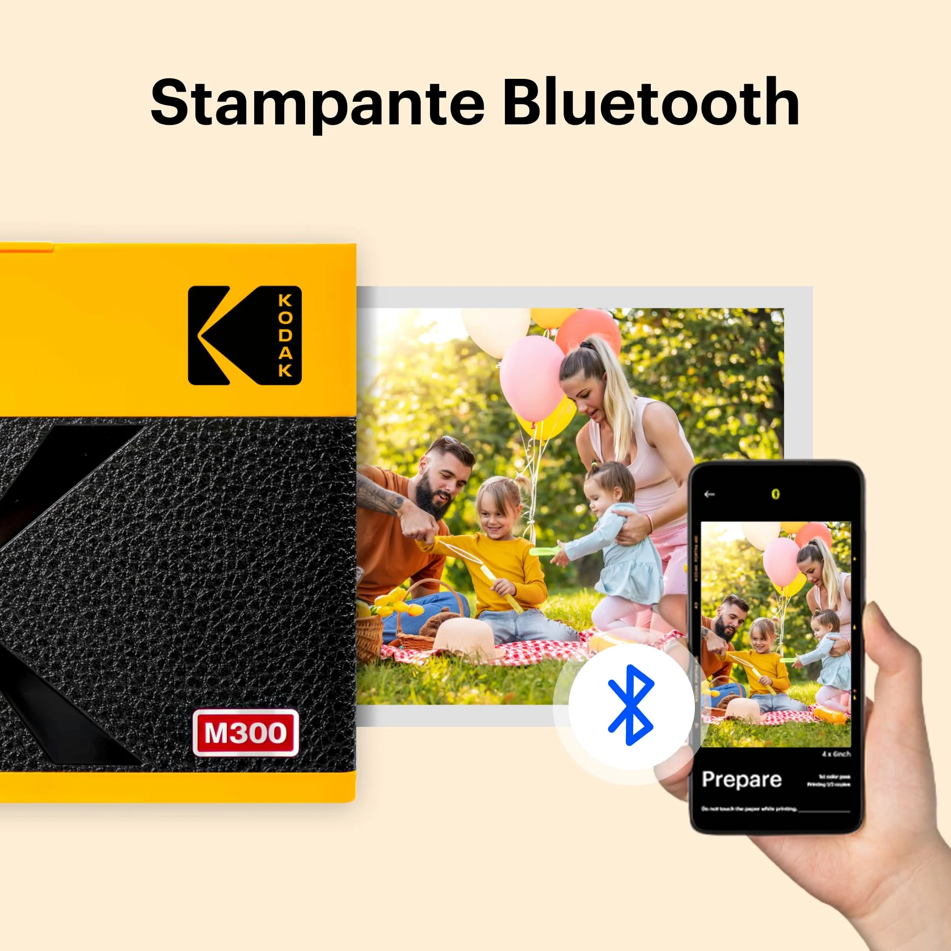 KODAK Mini 3 Era Regalo di Natale 4PASS Stampante Fotografica Portatile (7.6x7.6cm) (Fotografica Portatile + 8 Fogli inclusi + Pacchetto accessori e 60 Fogli, Giallo)