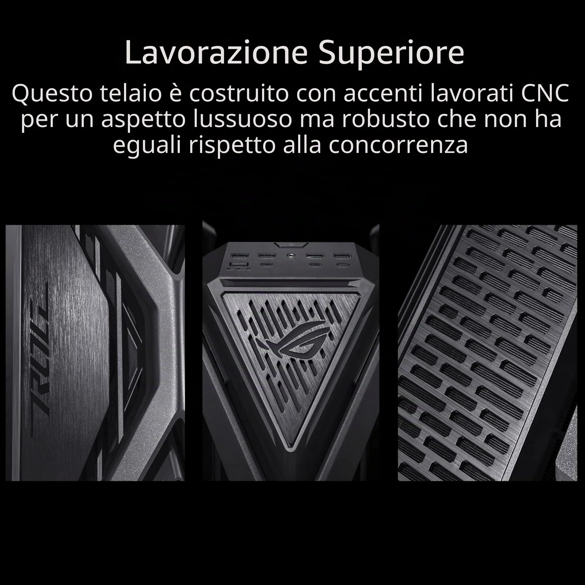 ASUS ROG Hyperion GR701, Case Gaming E-ATX, Full Tower in Alluminio, Pannelli Tool-free, Illuminazione RGB, Supporto per Dissipatori da 360 mm, Compatibile con Schede Grafiche fino a 460 mm, Nero
