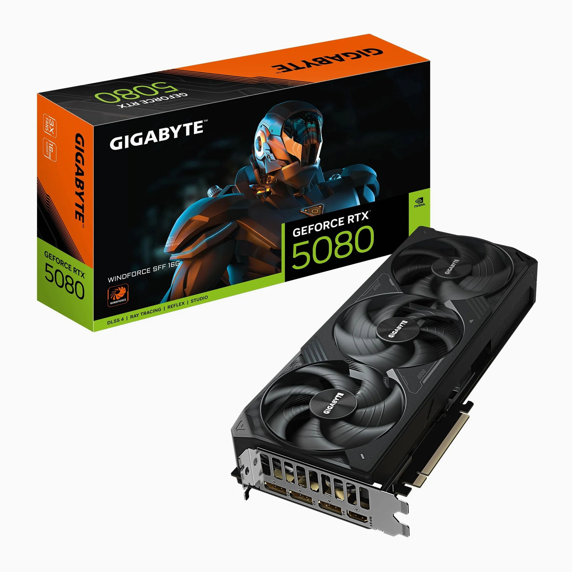 Gigabyte GeForce RTX 5080 WINDFORCE SFF 16G Scheda Grafica - 16GB GDDR7, 256 bit, PCI-E 5.0, 2617MHz Core Clock, 3 x DisplayPort, 1 x HDMI, GV-N5080WF3-16GD