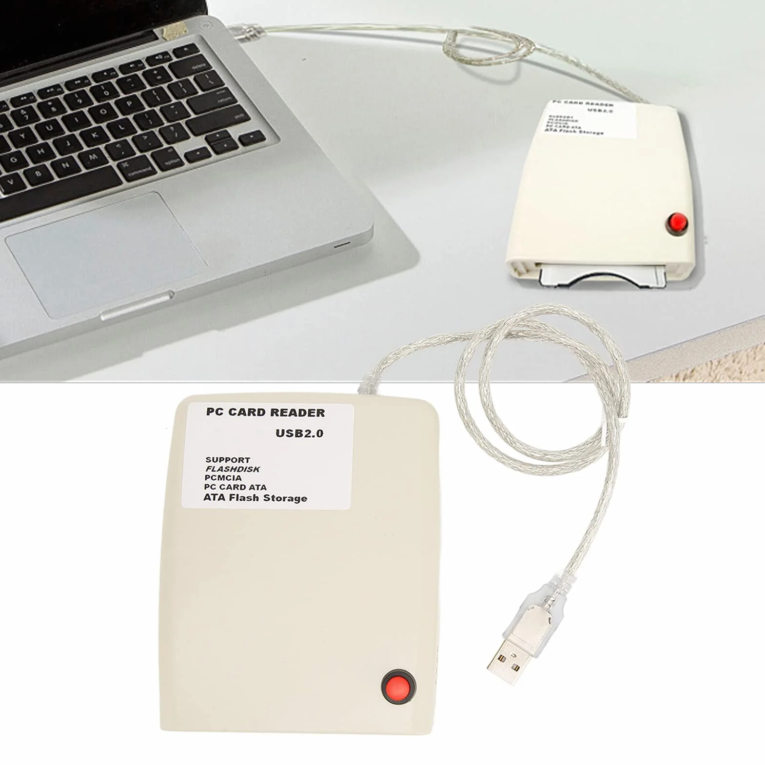 Lettore di Schede PCMCIA USB 2.0, Lettore di Schede di Memoria per PC Esterno a 68 Pin, Trasmissione Stabile da 20 G, Lettore di Schede ATA con Chip Forte, per L'home Office
