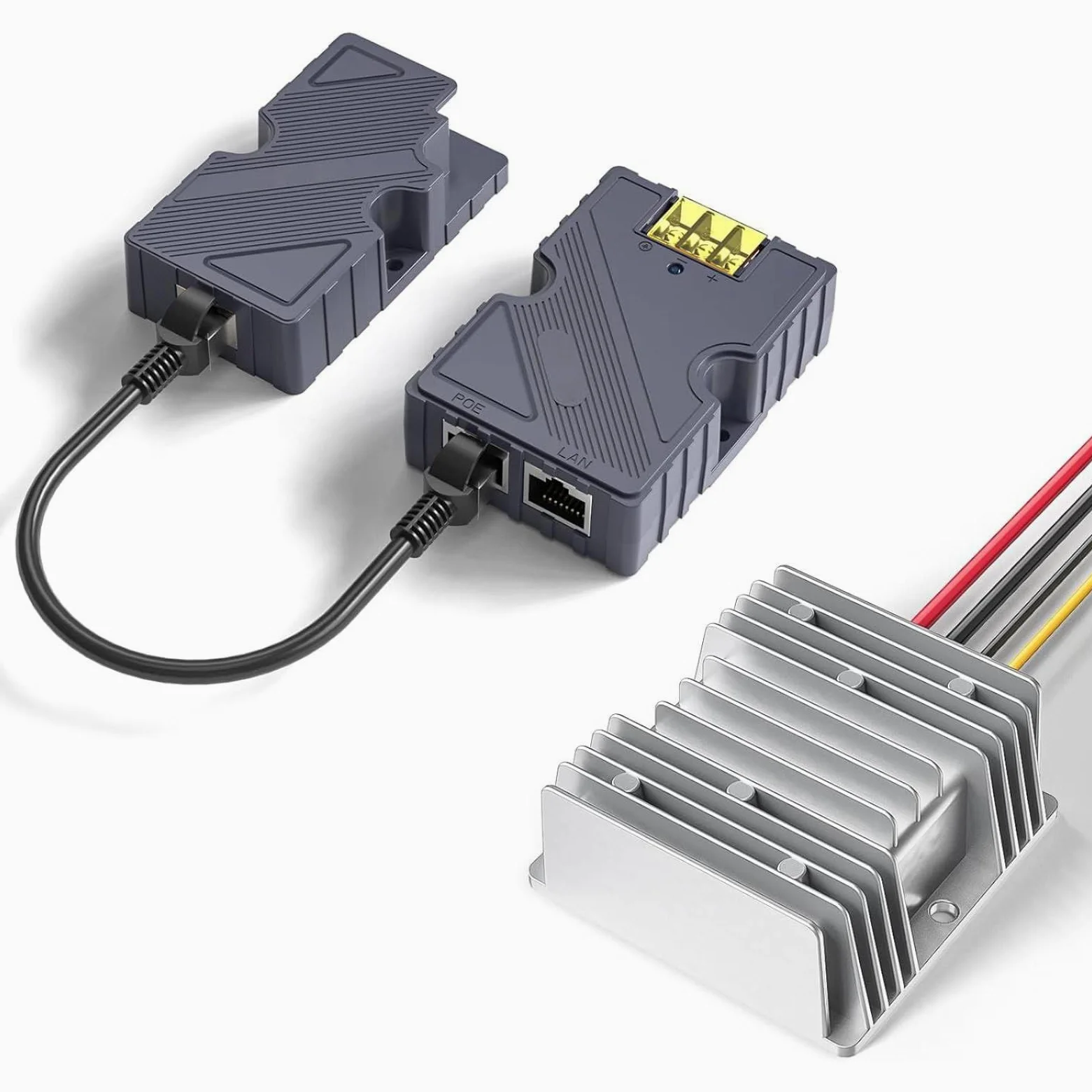 Srliya Iniettore PoE Gigabit Ethernet Stabile da 150 W Connessione di Rete Affidabile, Flessibile per Varie Esigenze di connettività, Protezione da Sovratensione per un Utilizzo Sicuro - 1 Set