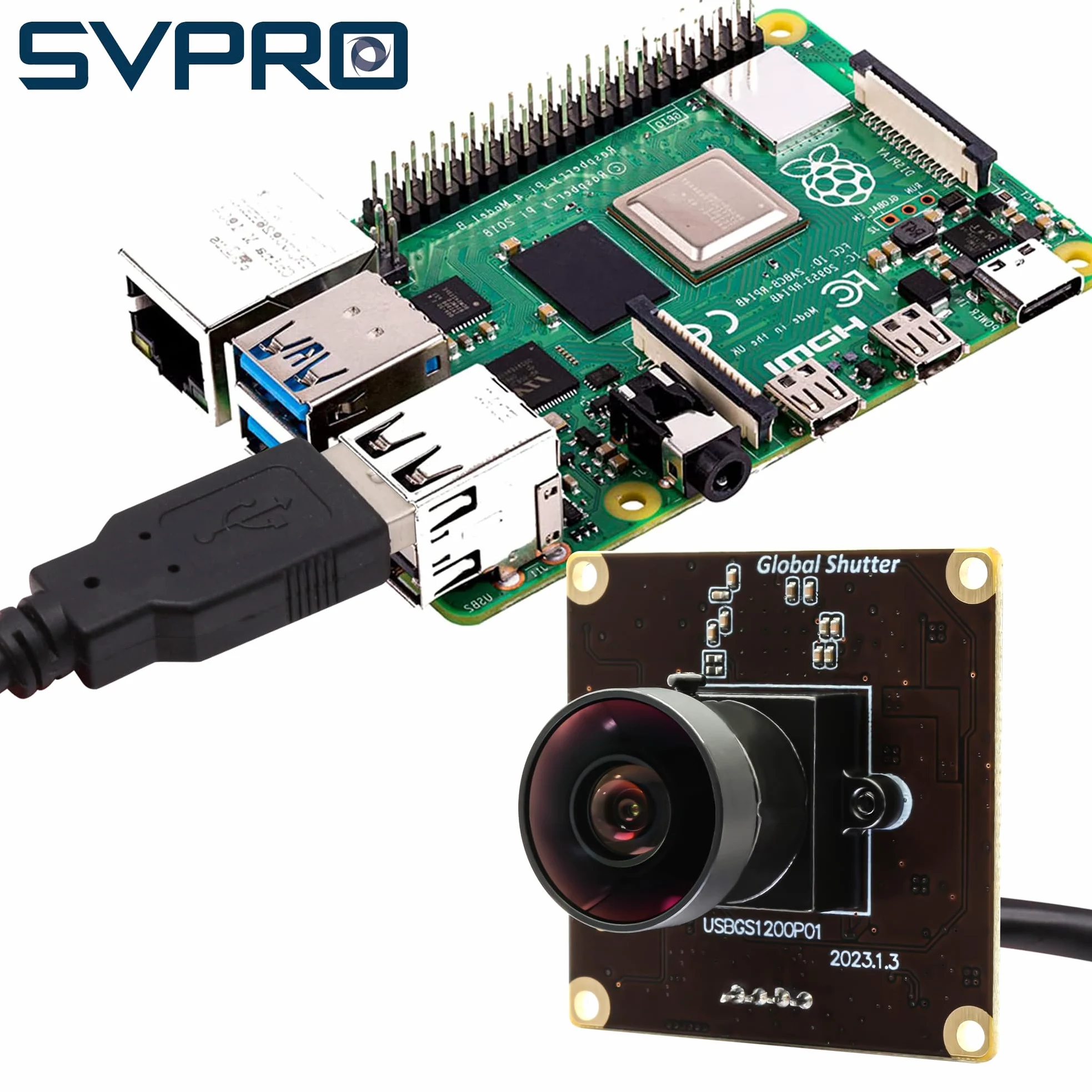 Svpro 2 MP Global Shutter USB Camera Board 90 fps Alta Velocità Webcam Modulo con Obiettivo Fisheye Grandangolo Fotocamera Rallentatore 1920 x 1200 AR0234 Fotocamera per computer, laptop, dispositivo