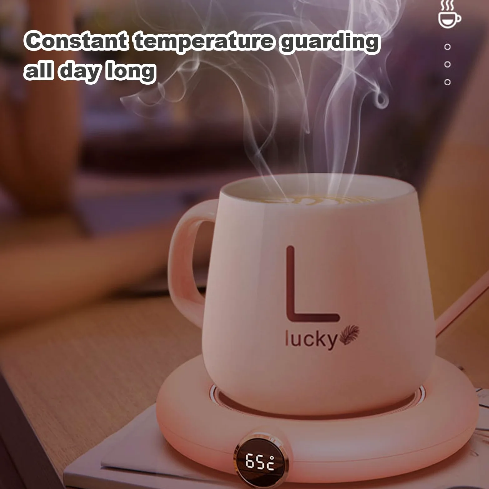 Scalda-tazze da caffè, USB con scatola, scalda tazza per scrivania con spegnimento automatico, 3 impostazioni di temperatura, scalda tazza da caffè, regalo per donne, regalo per Natale (bianco)