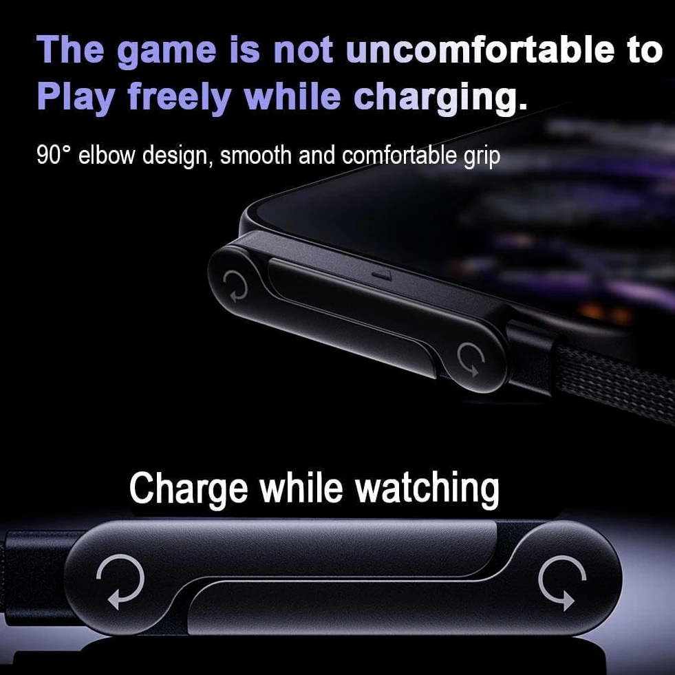 Cavo USB-C intrecciato a ricarica rapida con supporto per telefono integrato, cavo pieghevole a forma di T a 90 gradi, caricabatterie multifunzionale, lunghezza 1,5 m, design ad angolo retto