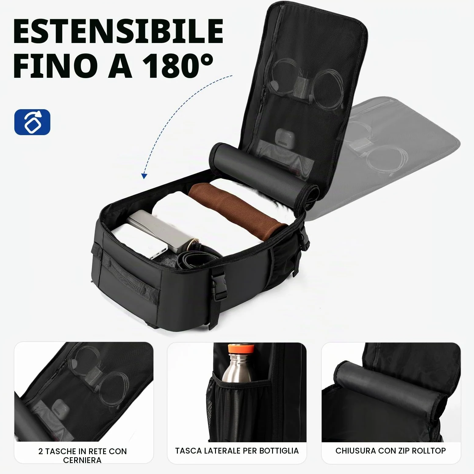 Zaino da viaggio, 20, 28 o 40 l, impermeabile, ideale come bagaglio a mano in aereo, adatto per viaggi, affari, lavoro, vacanze